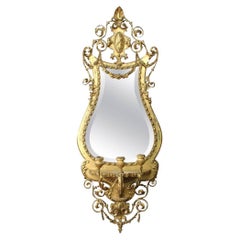 George III Giltwood Girandole Beveled Mirror