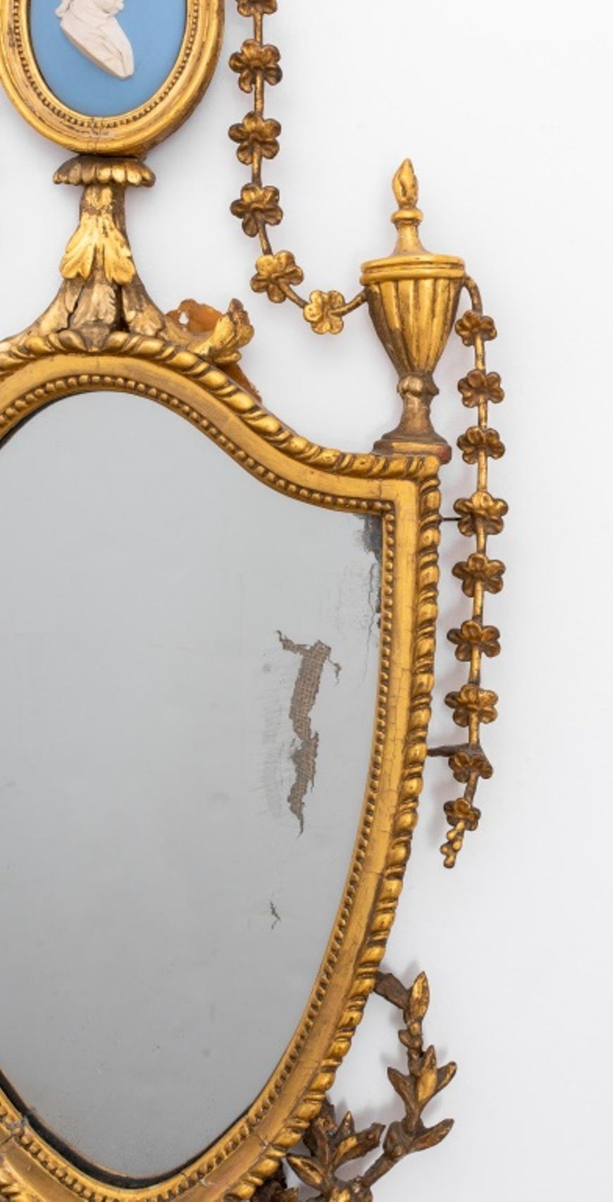 Hand-Carved George III Giltwood Jasperware Mounted Mirror