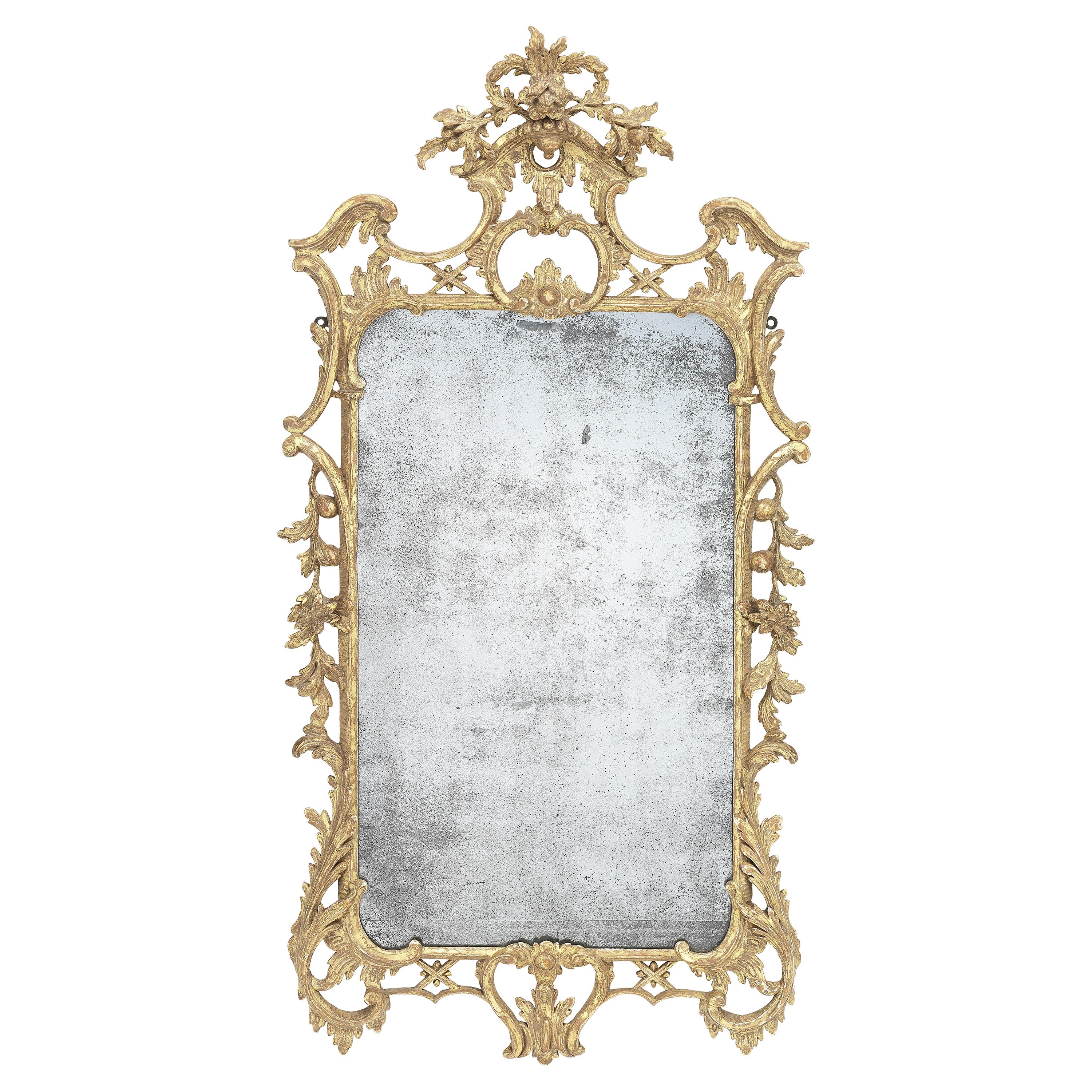 George III Chippendale Period Giltwood Mirror in the Manner of Thomas Johnson