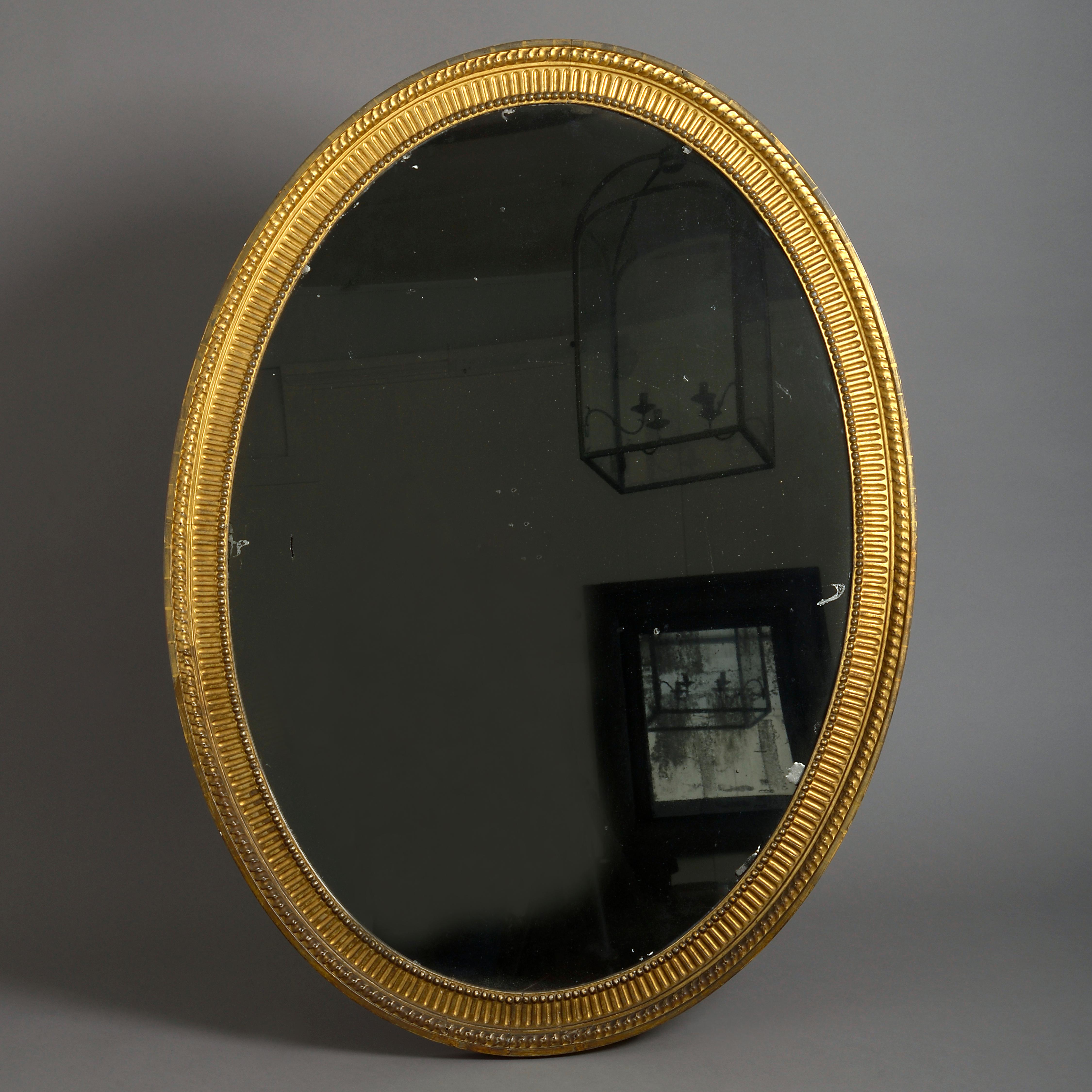 George III Giltwood Oval Mirror In Good Condition In London, GB