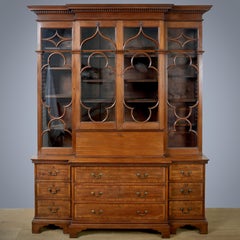 George III Gothic Mahogany Break-Front Bookcase
