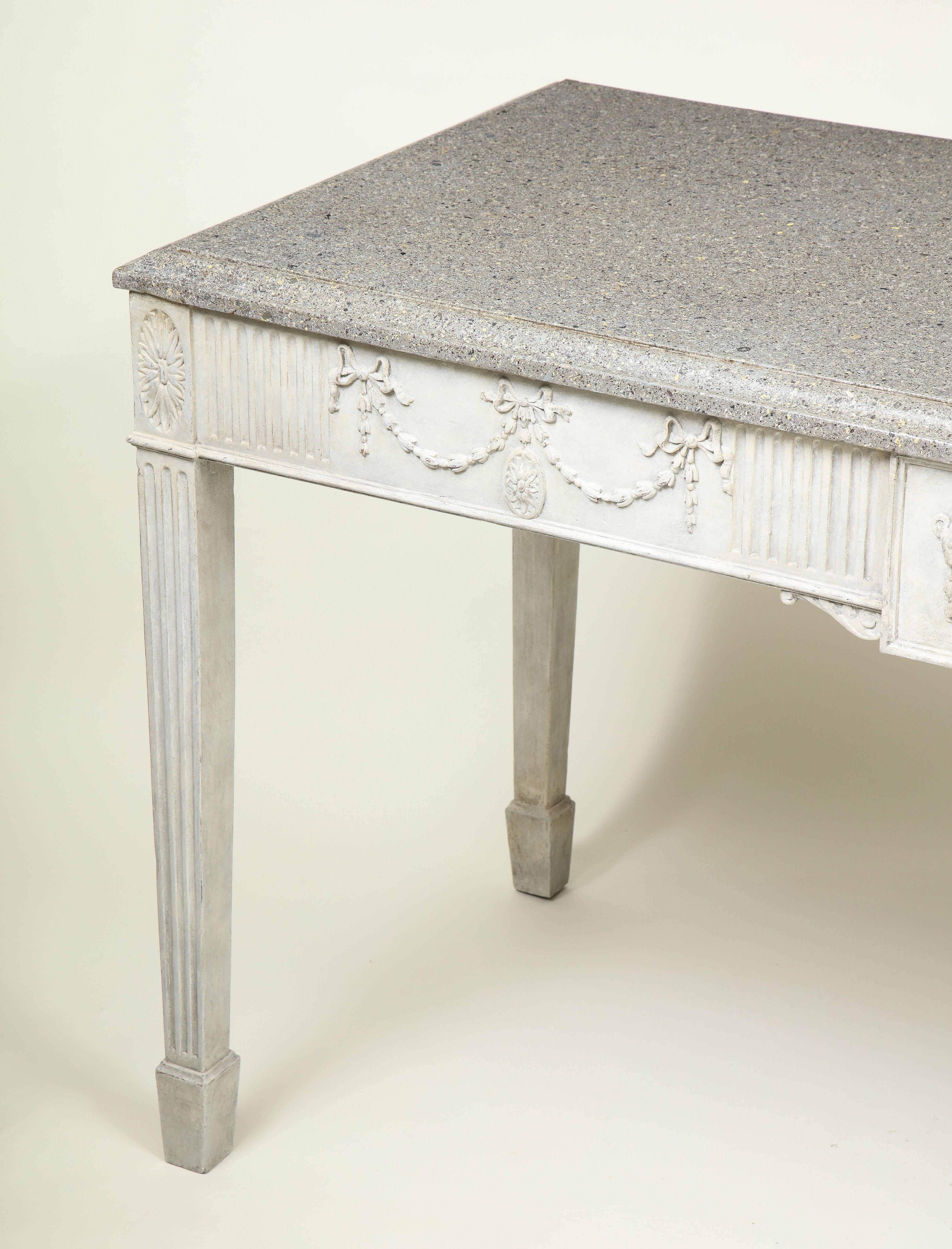 George III Gray-Painted Mahogany Console Serving Table 9
