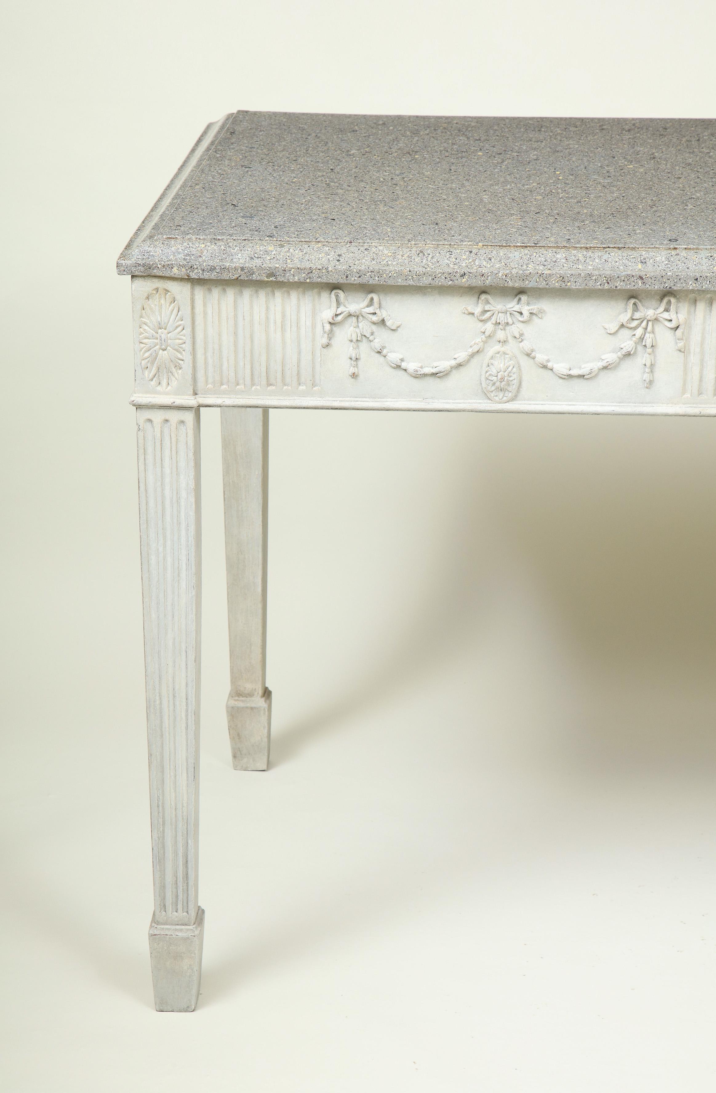 18th Century and Earlier George III Gray-Painted Mahogany Console Serving Table