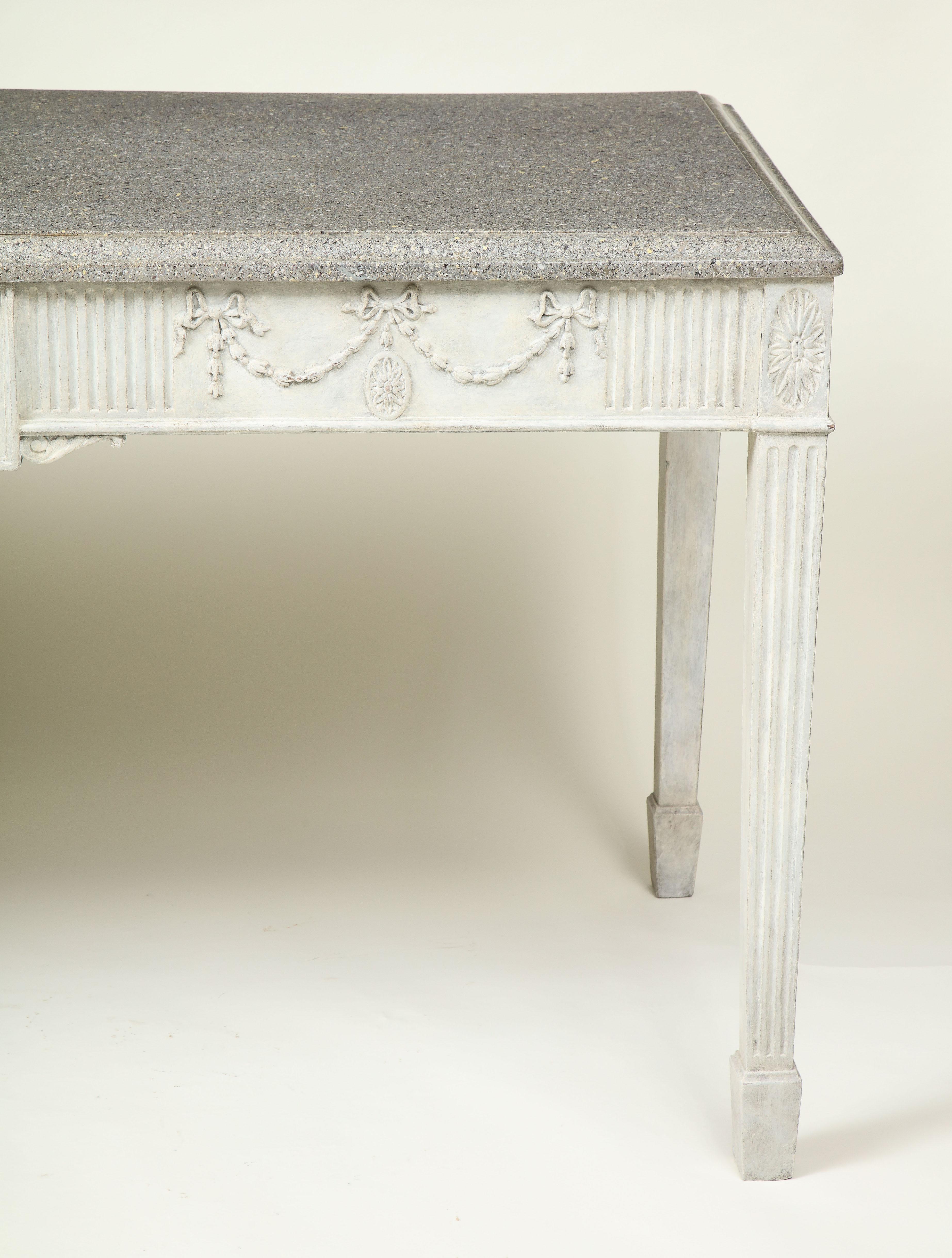 George III Gray-Painted Mahogany Console Serving Table 1