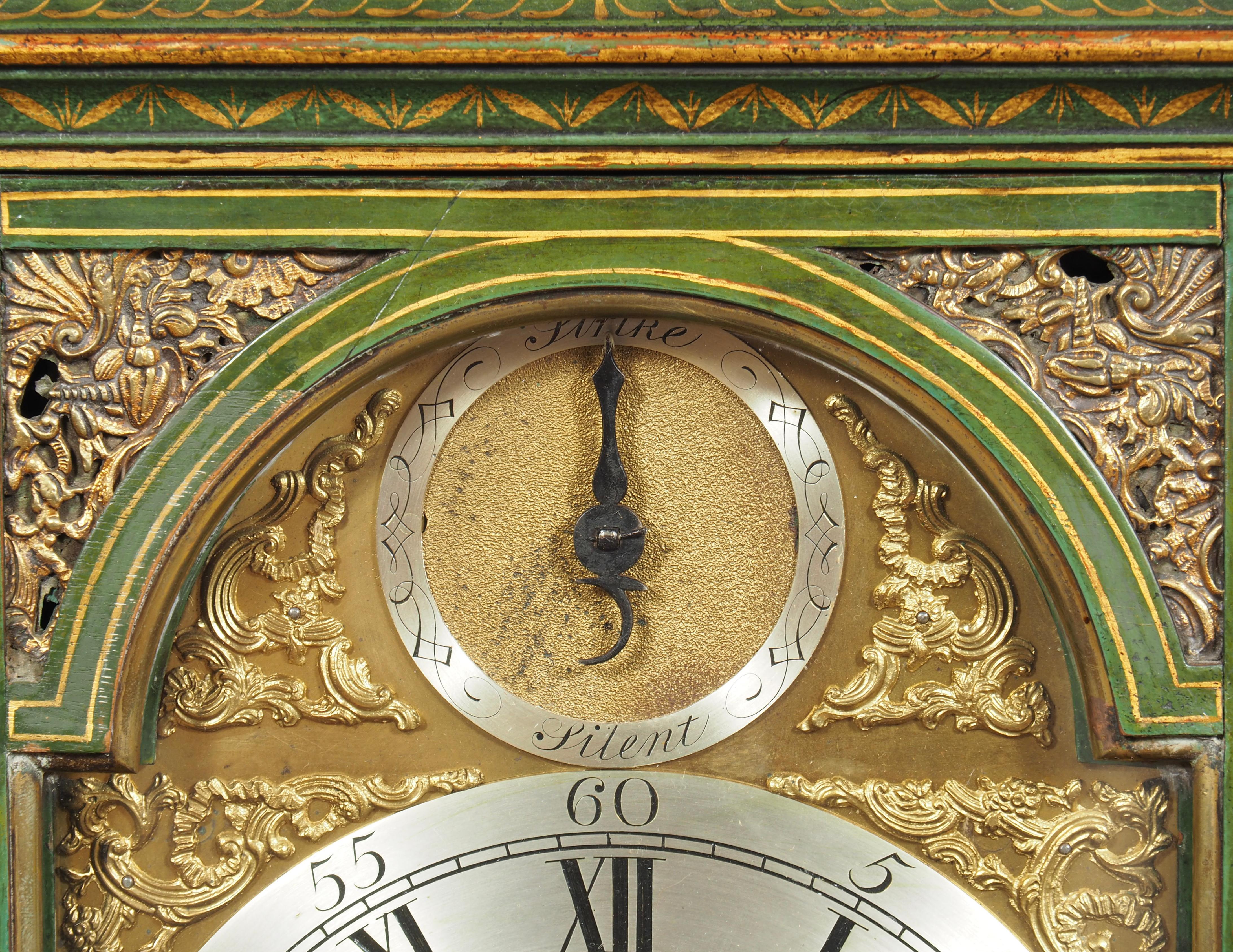 George III Green Japanned Bracket Clock By Edward Pistor 6