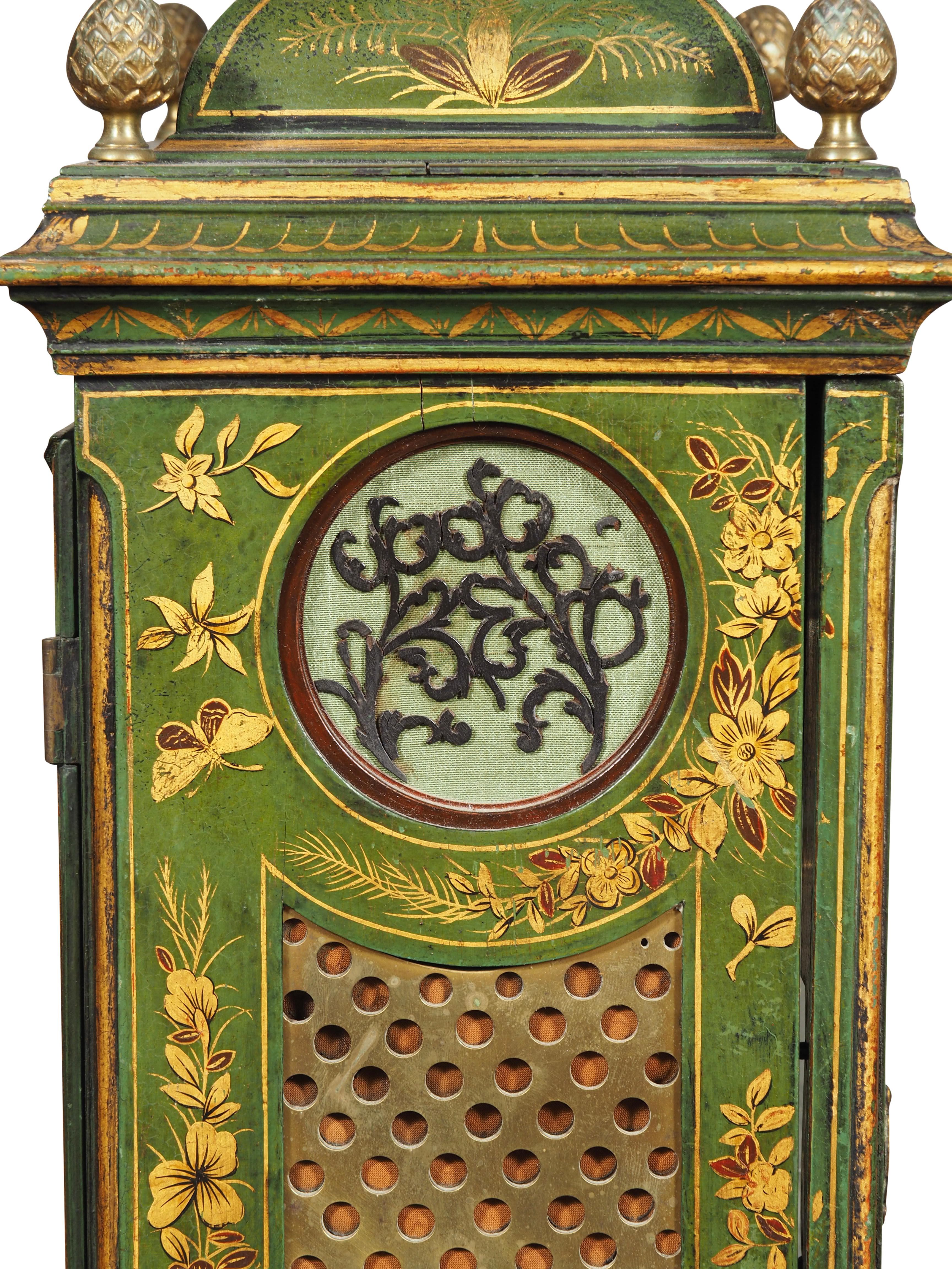 George III Green Japanned Bracket Clock By Edward Pistor 8