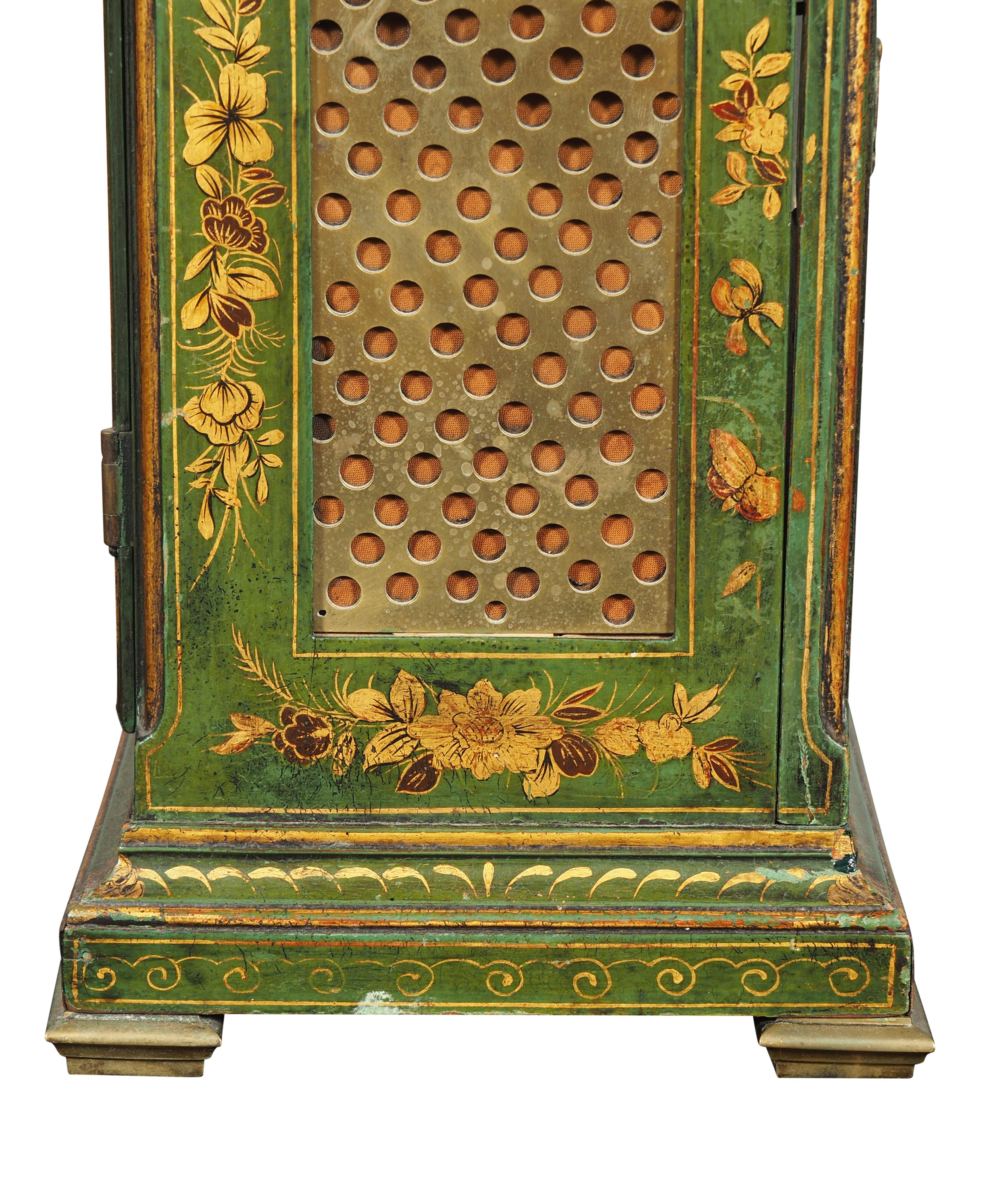 George III Green Japanned Bracket Clock By Edward Pistor 9