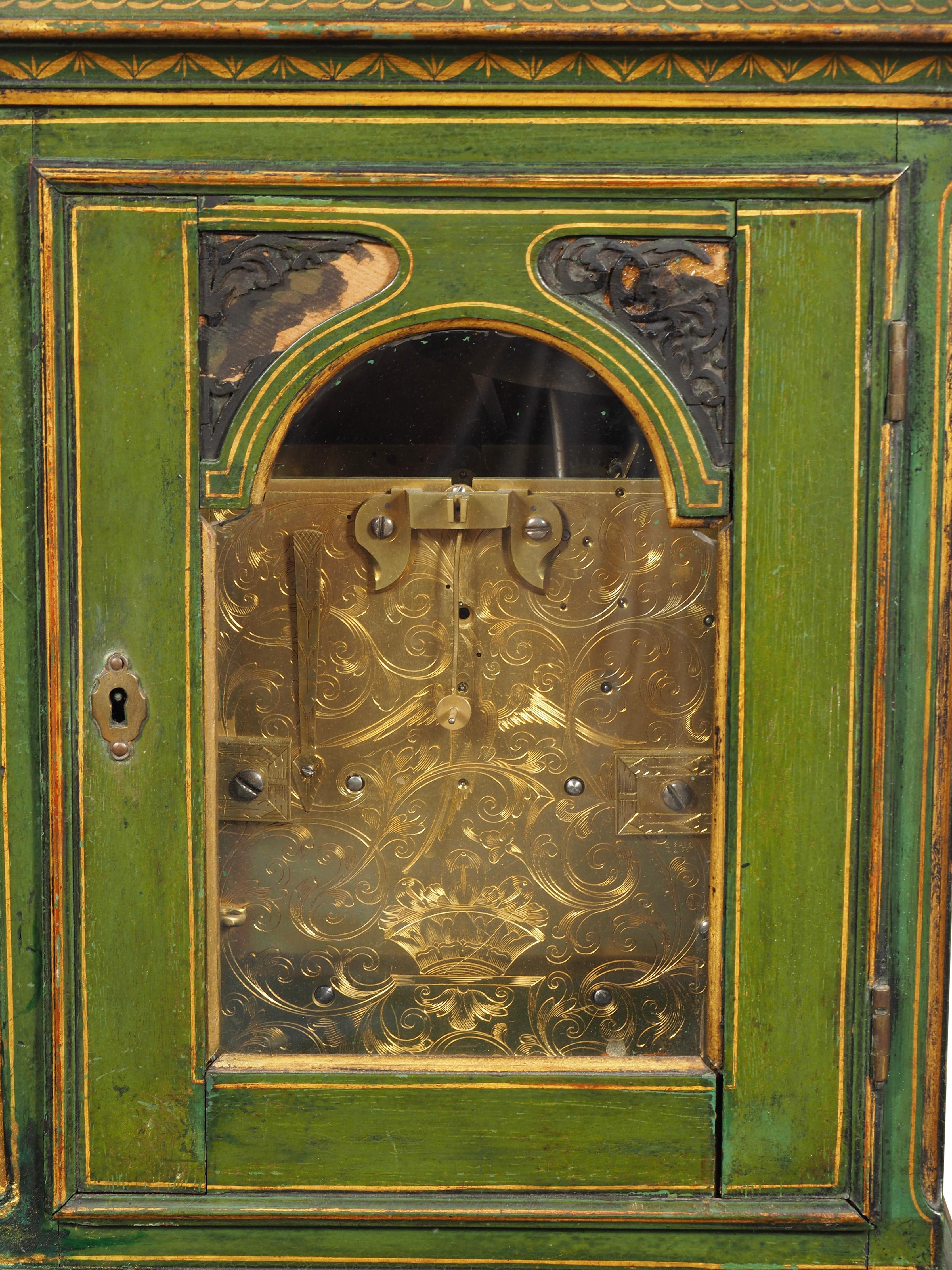 George III Green Japanned Bracket Clock By Edward Pistor 10