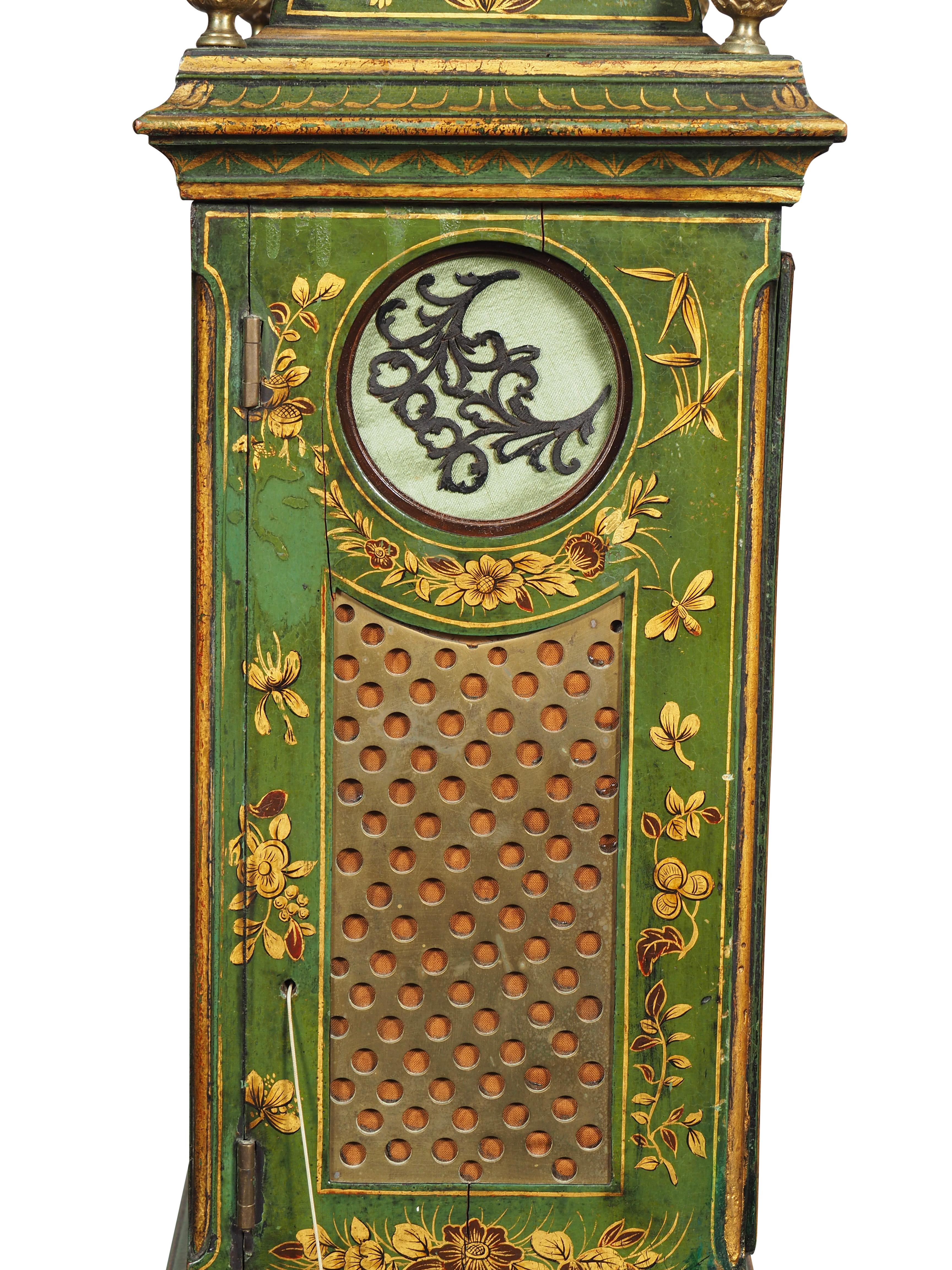 George III Green Japanned Bracket Clock By Edward Pistor 12