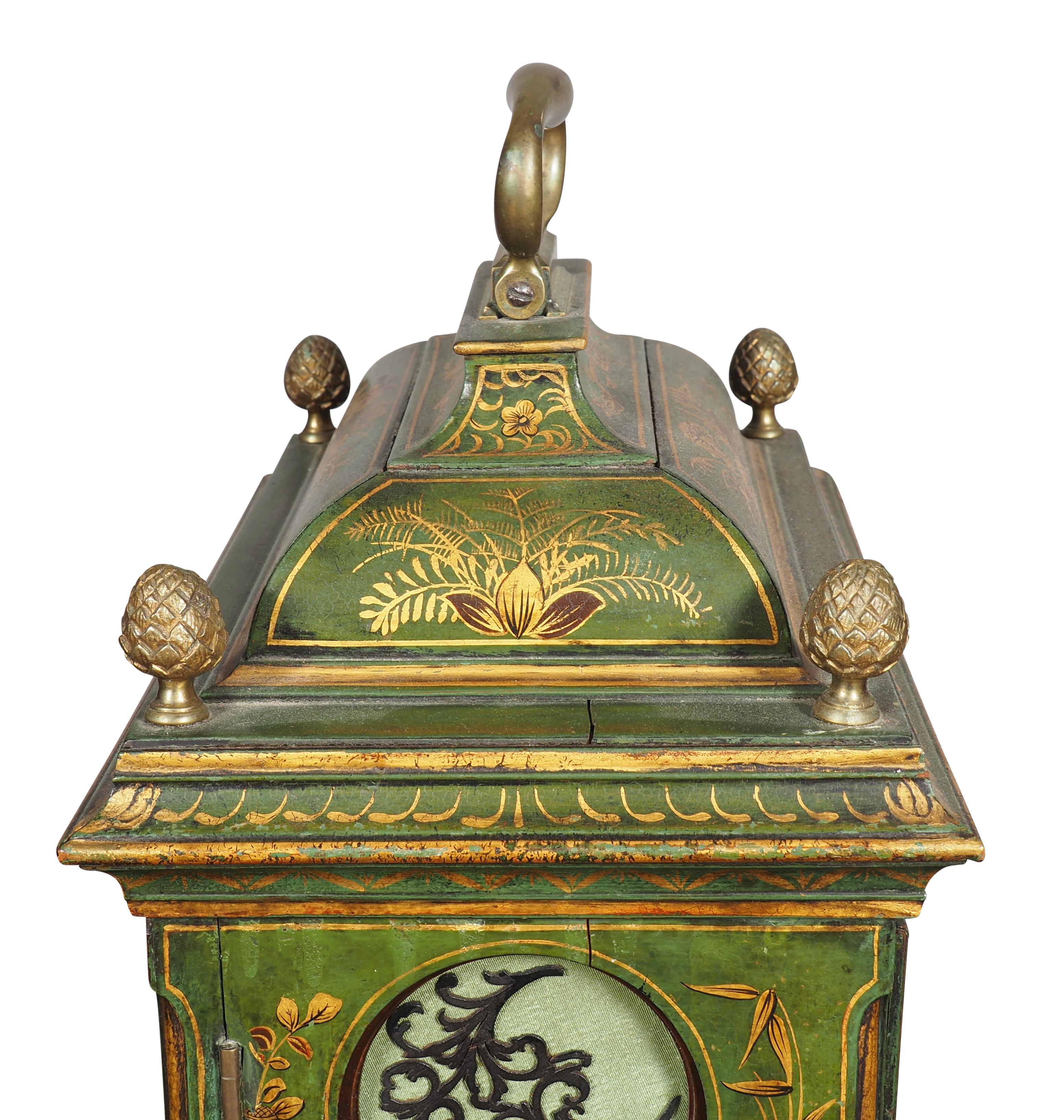 George III Green Japanned Bracket Clock By Edward Pistor 13