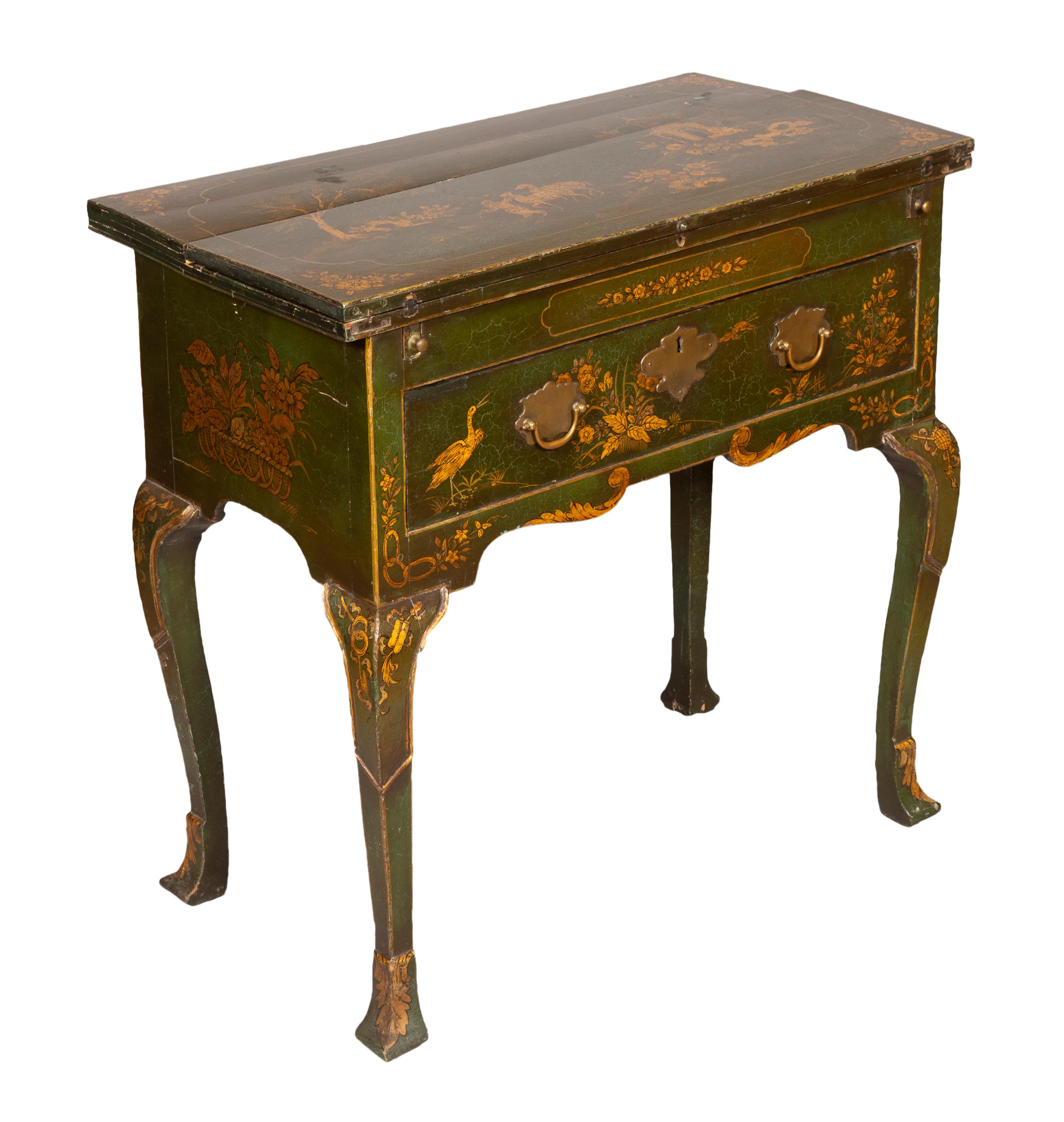 English George III Green Japanned Table For Sale