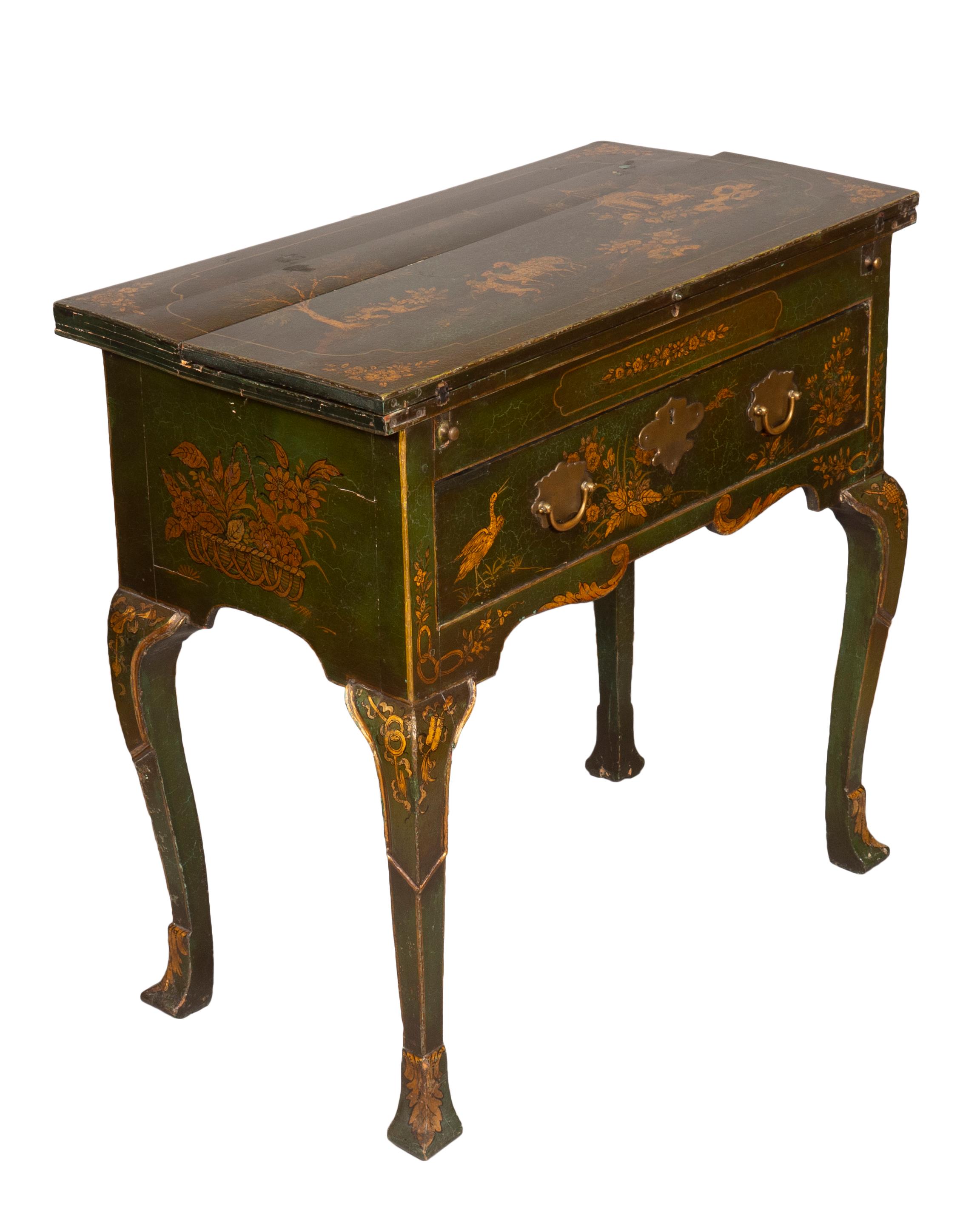 Oak George III Green Japanned Table For Sale