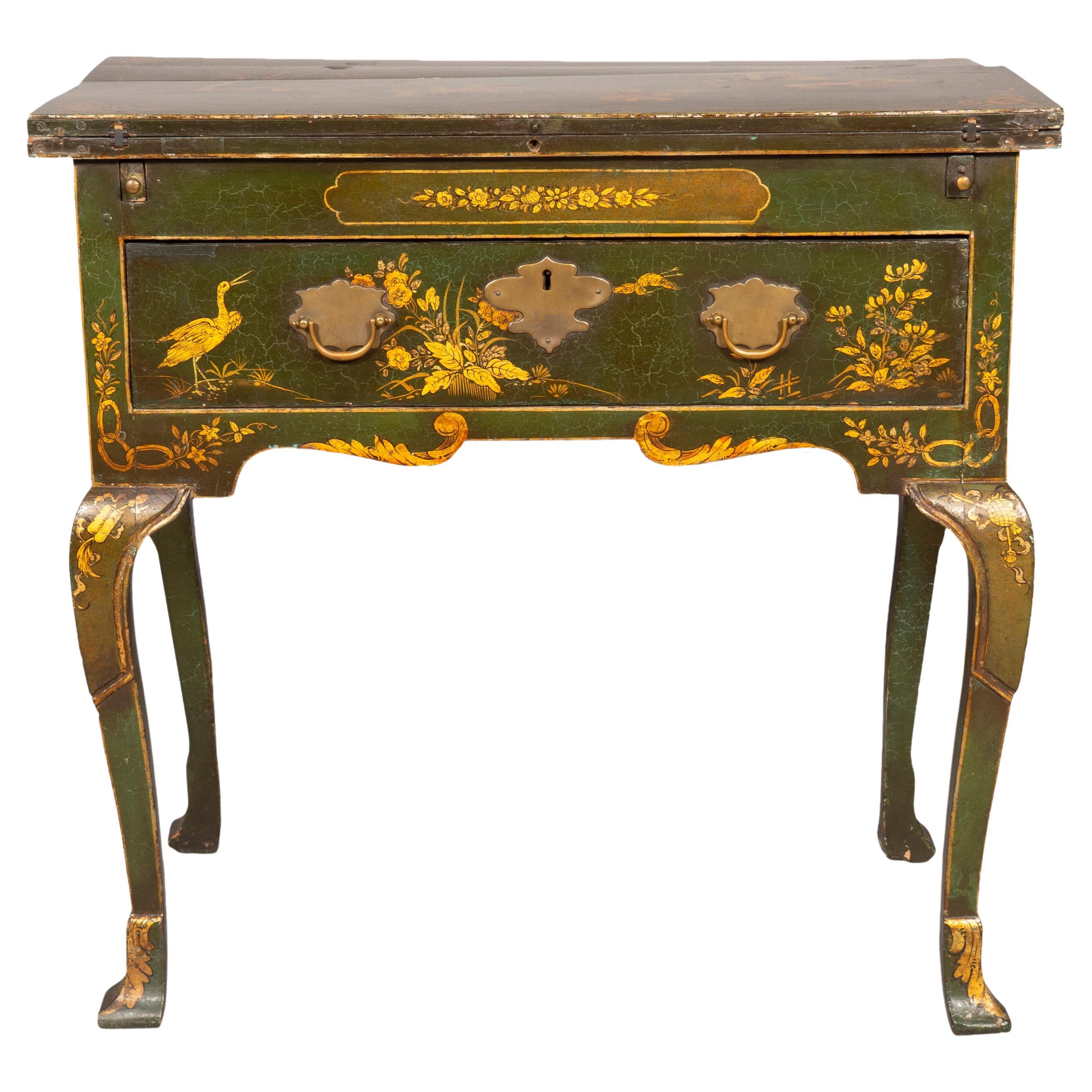 George III Green Japanned Table For Sale
