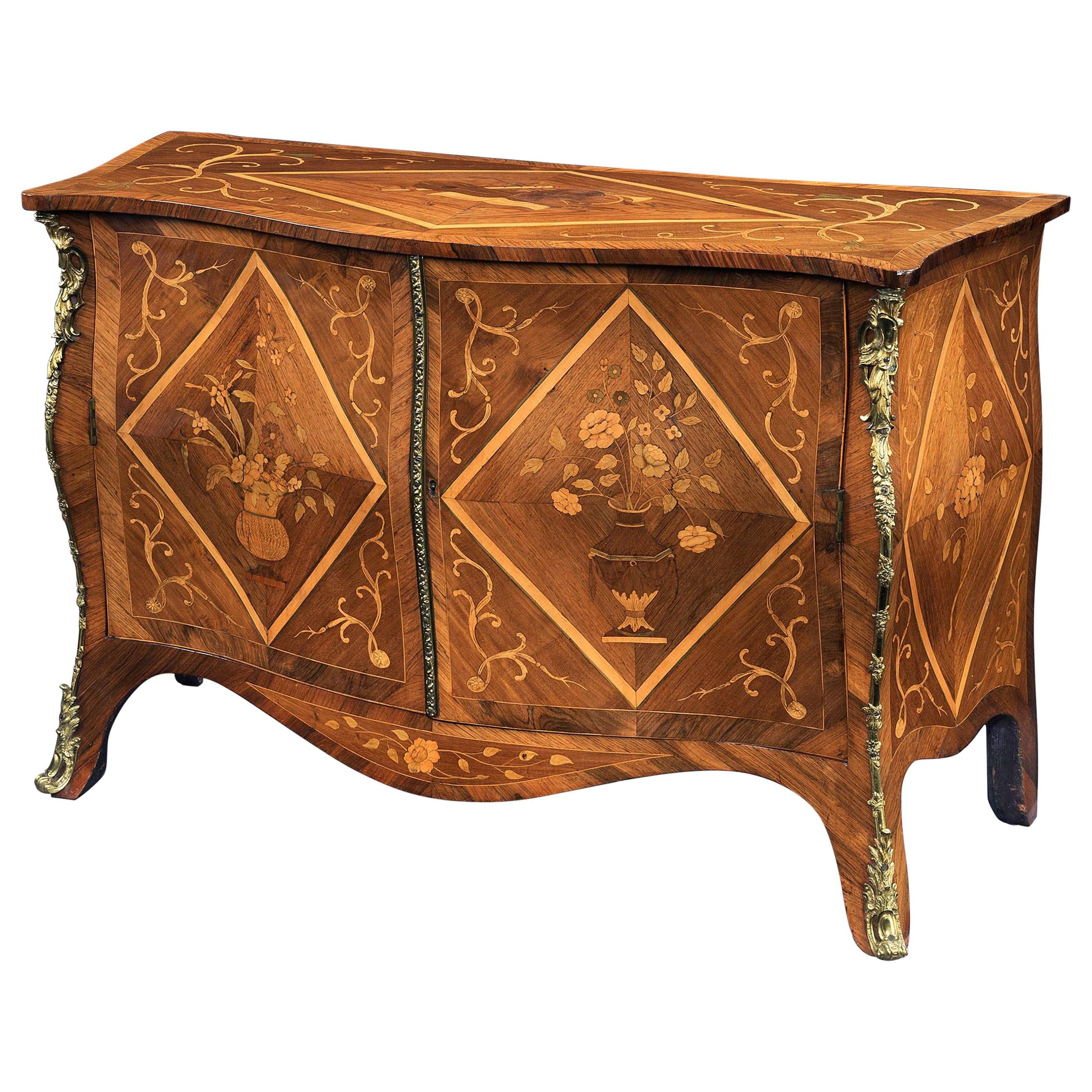 George III Harewood and Rosweood Commode, Attributed to Pierre Langlois For Sale