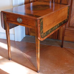 George III Harewood Pembroke Table with Tulipwood and Fine Painted Decoration