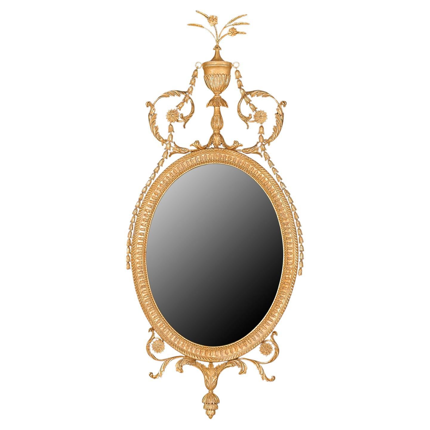 George III Hepplewhite Oval Mirror For Sale