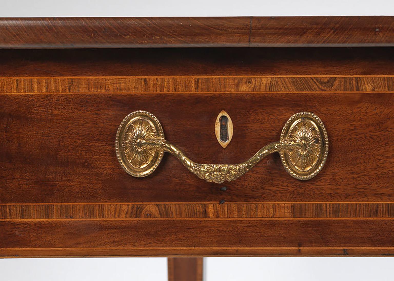 Veneer George III Hepplewhite Period Double-Sided Mahogany Writing Table For Sale
