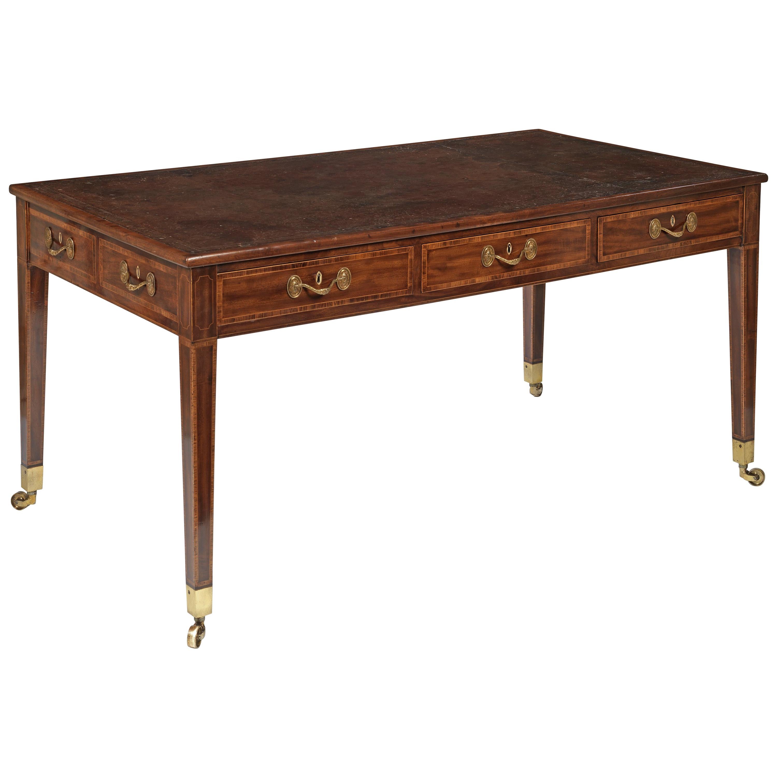 George III Hepplewhite Period Double-Sided Mahogany Writing Table For Sale