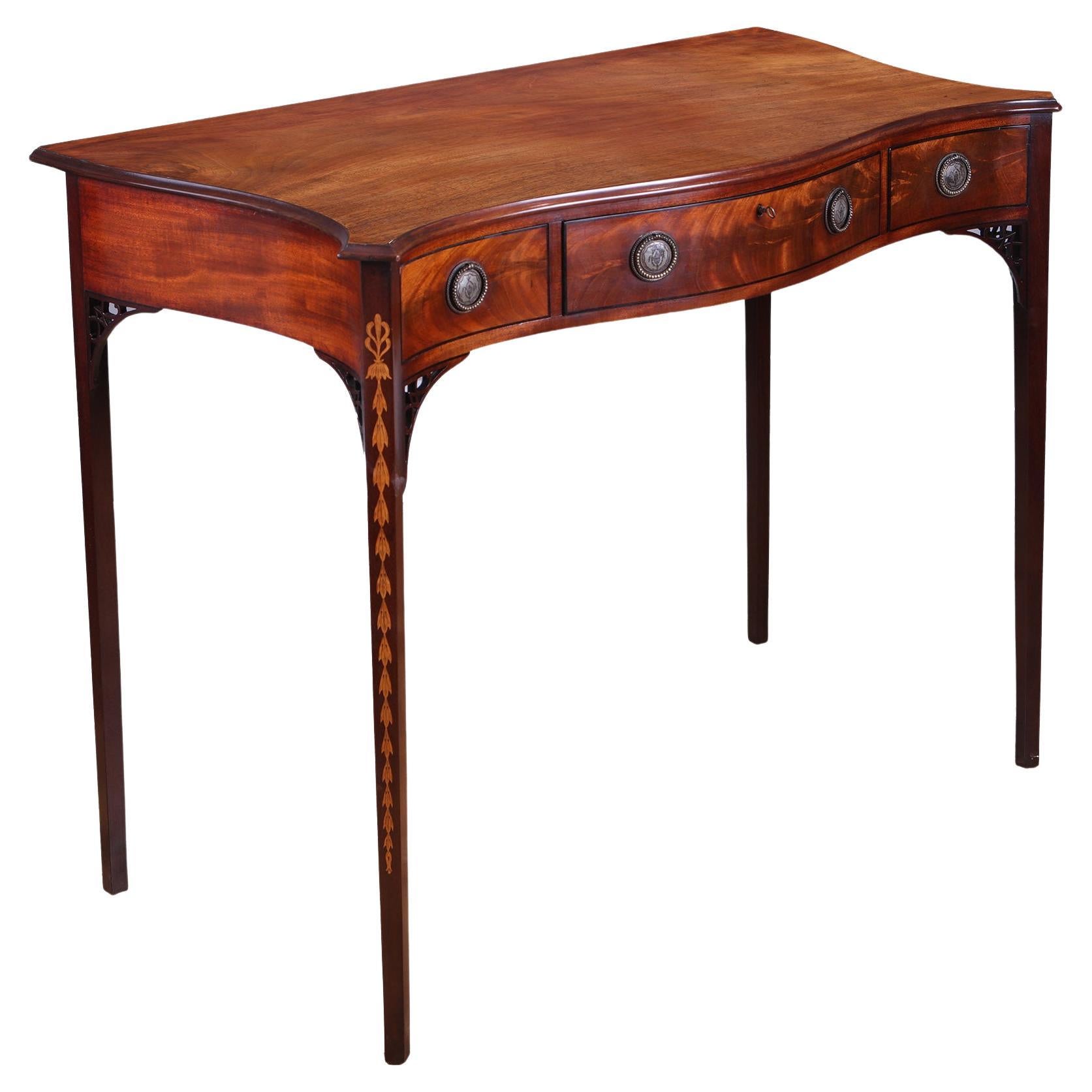 George III Hepplewhite Serpentine Side Table For Sale
