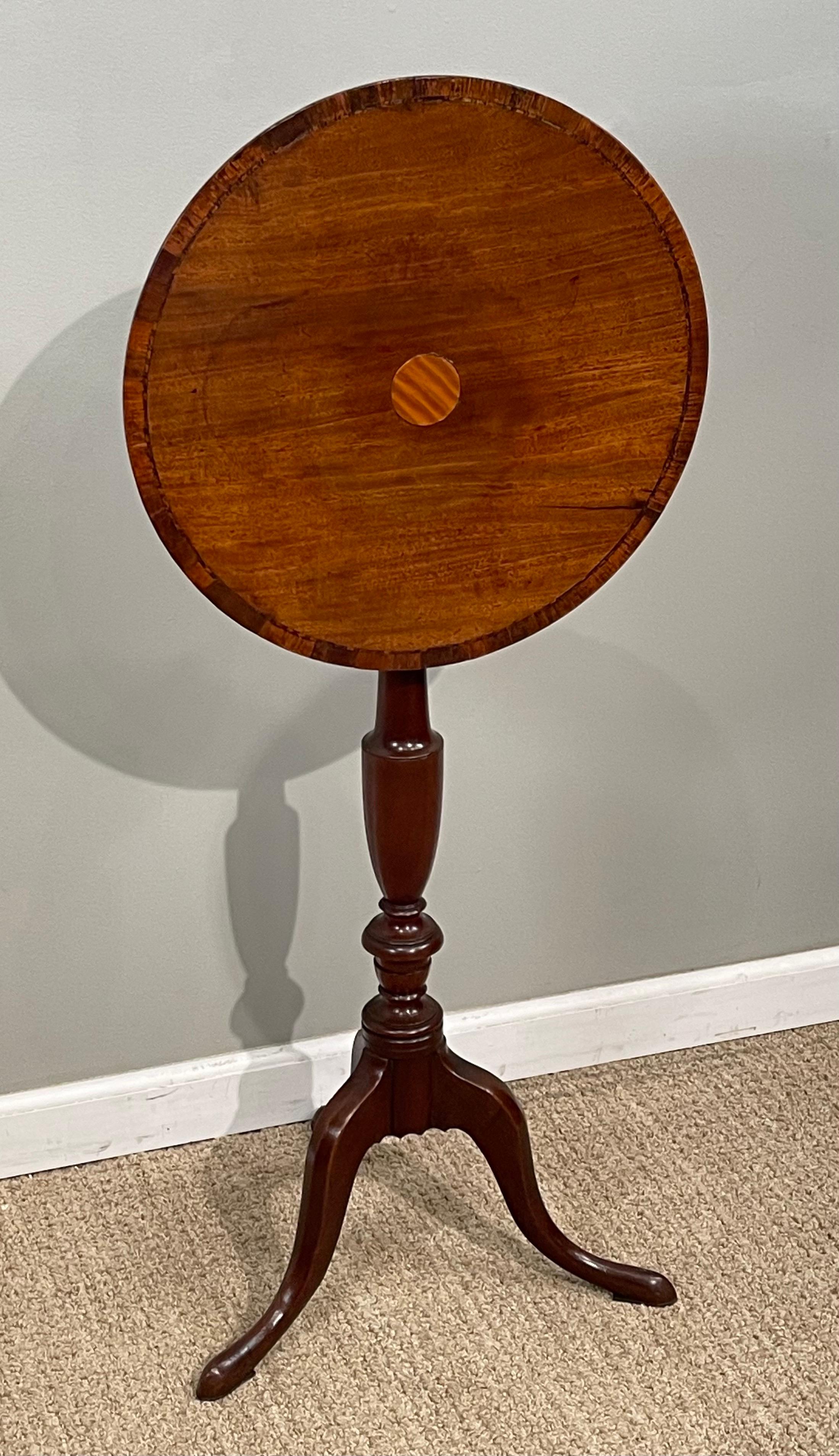 Polished George III Inlaid & Cross-Banded Mahogany Tripod Table For Sale