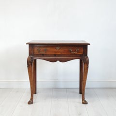 George III Inlaid Lowboy, English Georgian, Cabriole Legs, Mixed Hardwoods, 1800