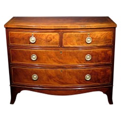 George III Inlaid Mahogany Bow Fronted Chest of Drawers, England Circa 1810