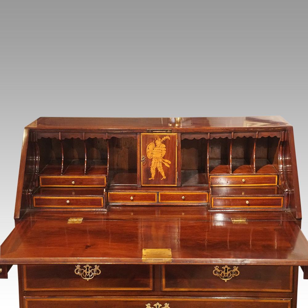 George III inlaid mahogany bureau For Sale 1