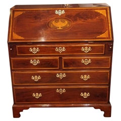 George III inlaid mahogany bureau