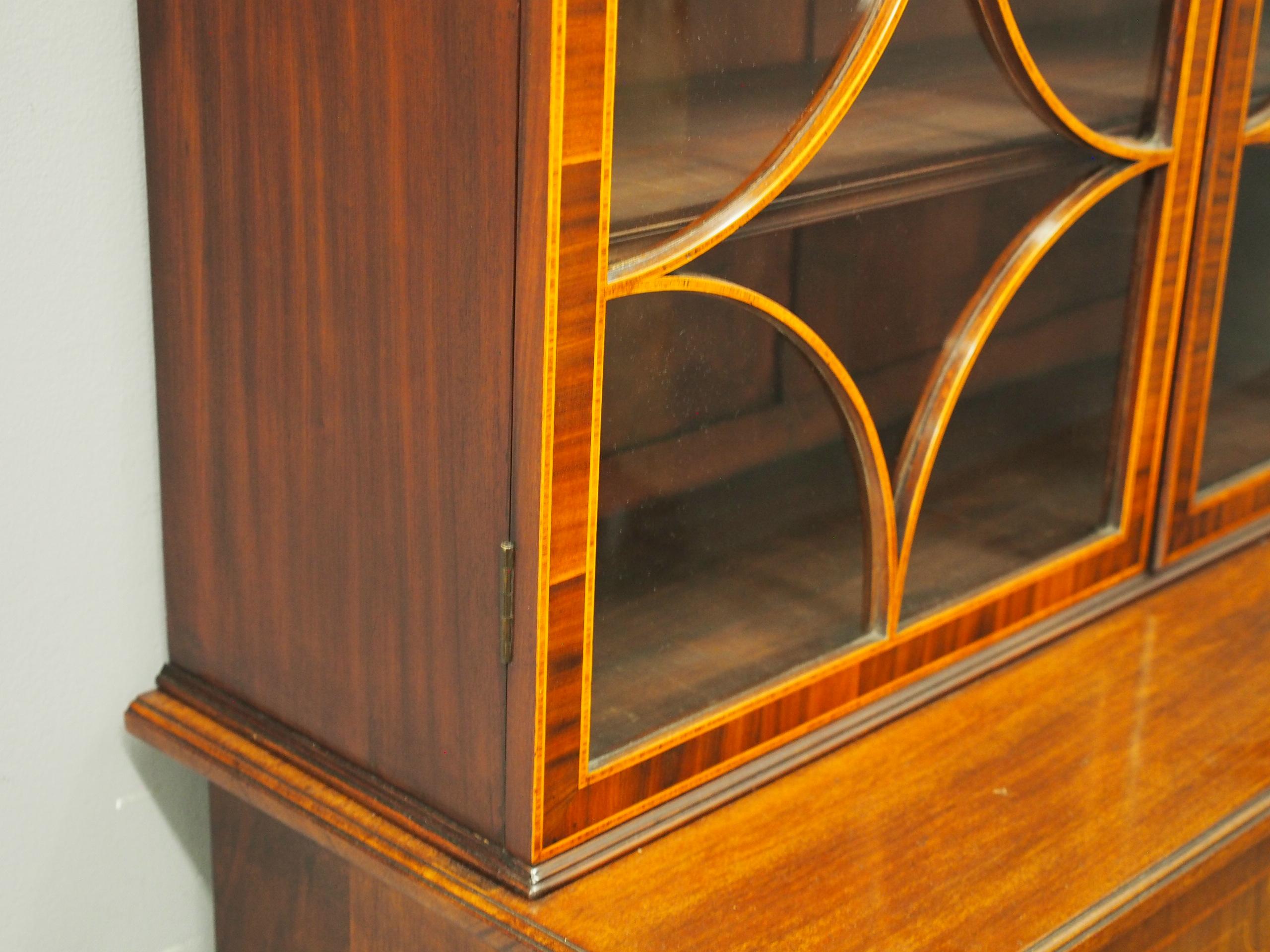 George III Inlaid Mahogany Cabinet Bookcase For Sale 3
