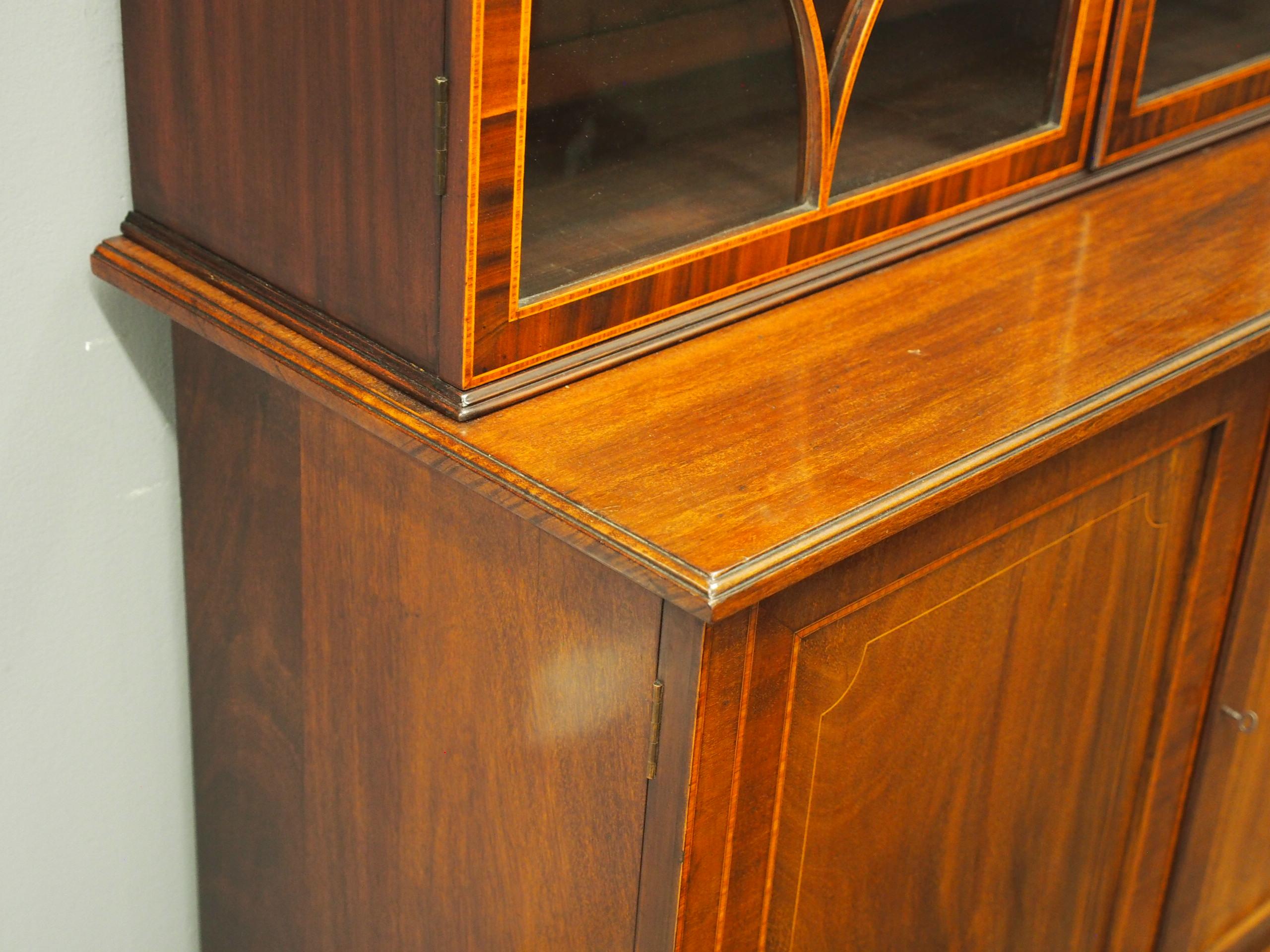 George III Inlaid Mahogany Cabinet Bookcase For Sale 4