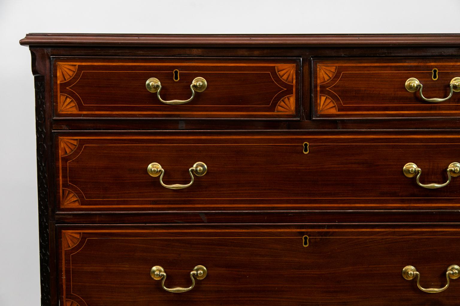 English George III Inlaid Mahogany Chest For Sale