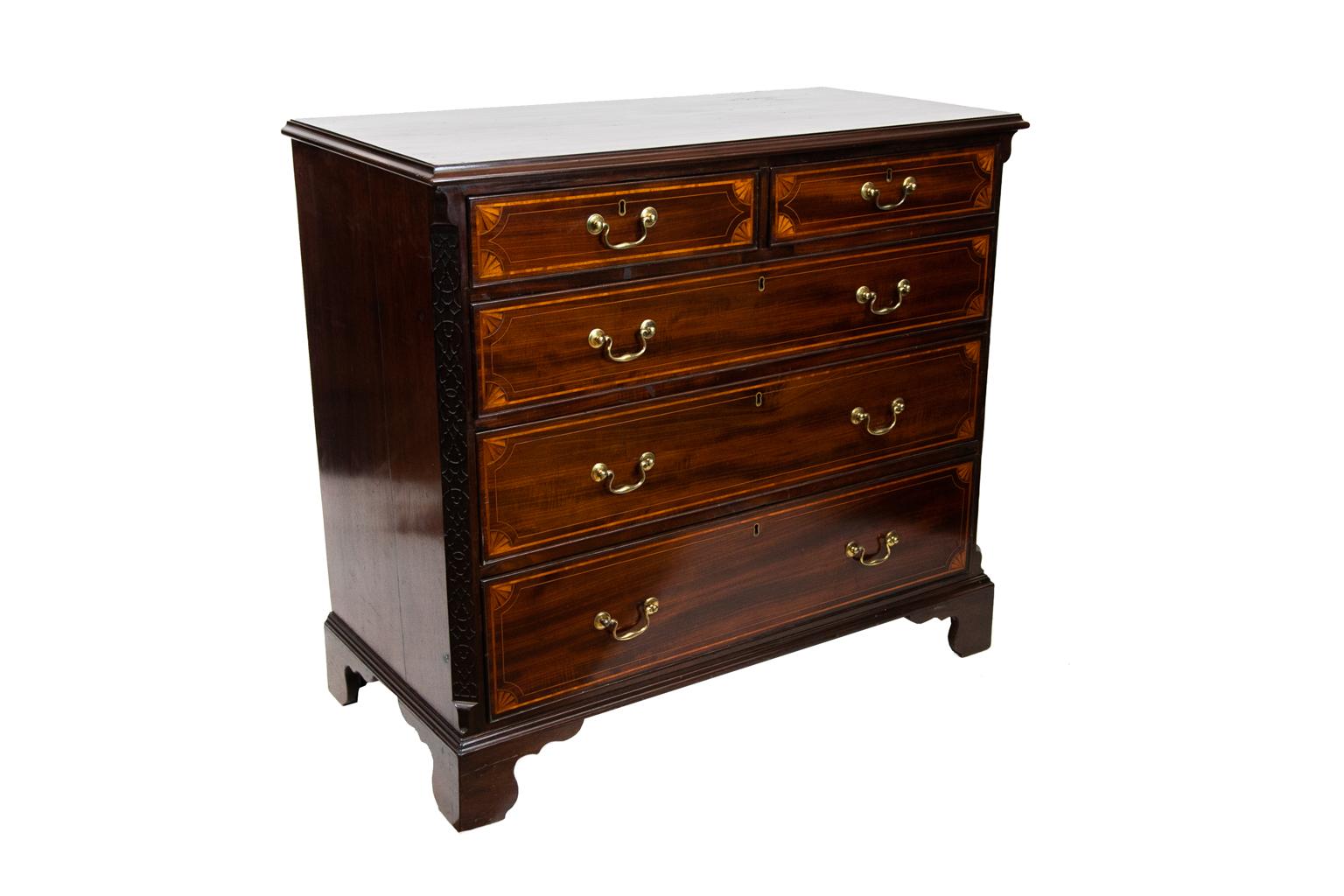 George III Inlaid Mahogany Chest For Sale 1