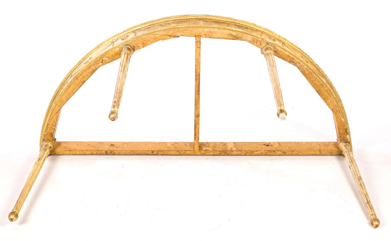 George III Inlaid Marble Top Giltwood Demilune Table In Good Condition For Sale In Bradenton, FL