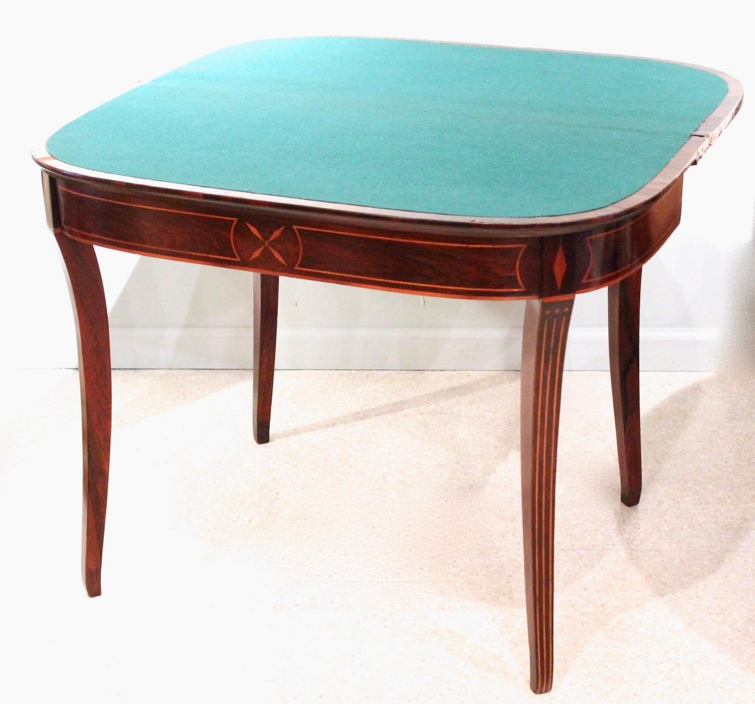 George III Inlaid Rosewood Flip Top Demilune Card Table For Sale 3