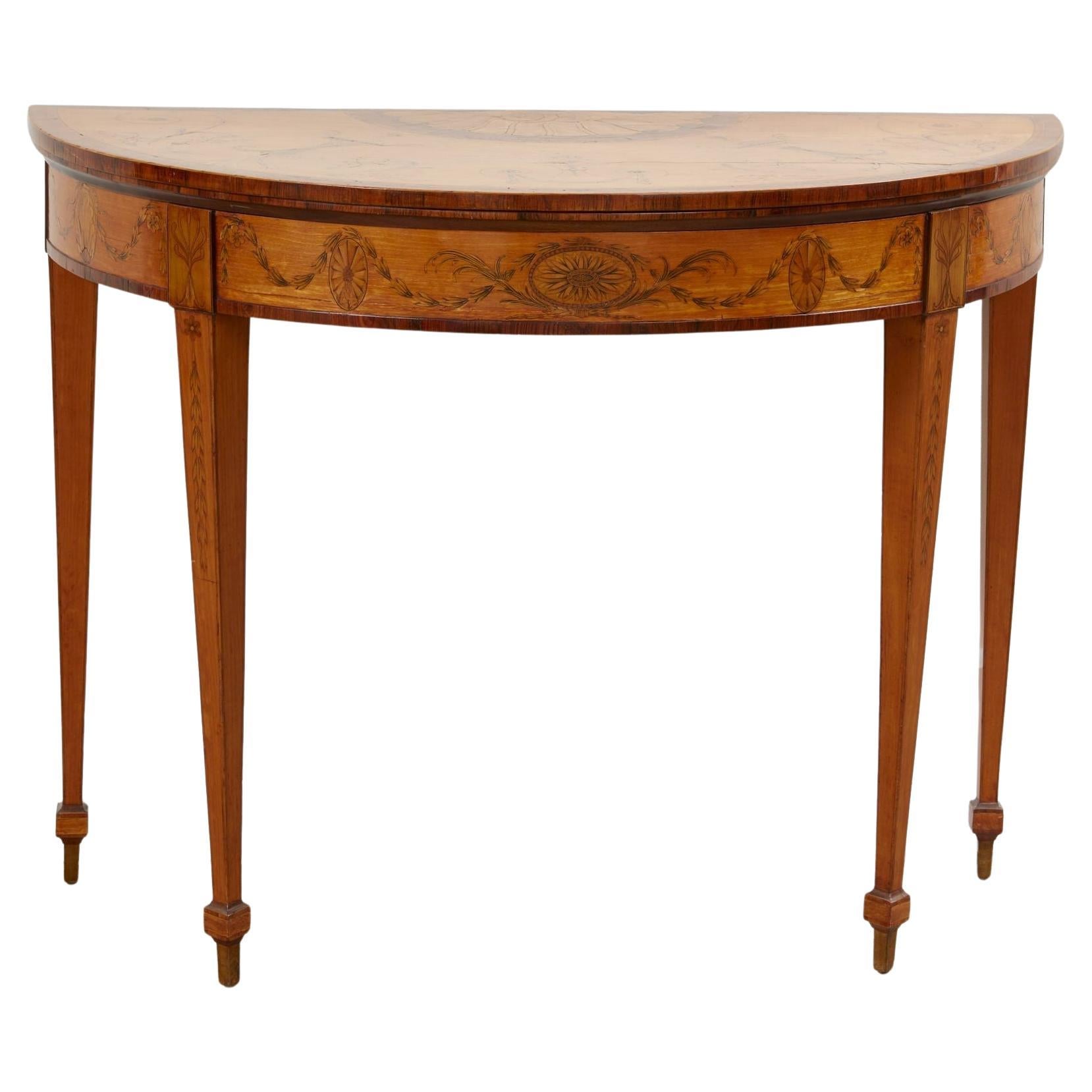 George III Inlaid Satinwood Card Table For Sale