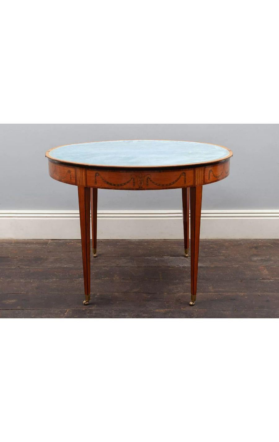 Inlay George III Inlaid Satinwood Demi-lune Games Table, circa 1790 For Sale