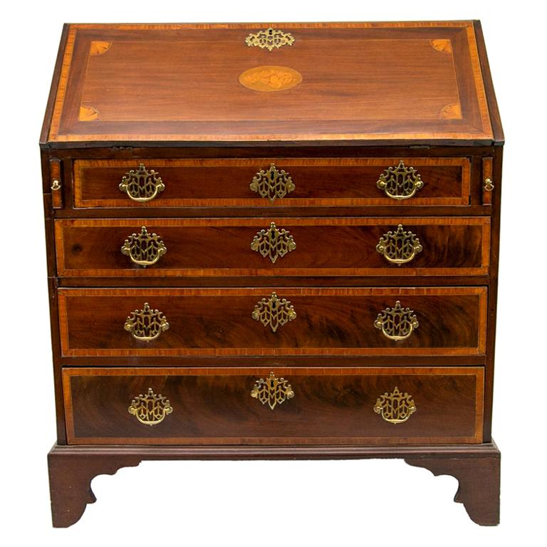 George III Inlaid Slant Top Desk For Sale