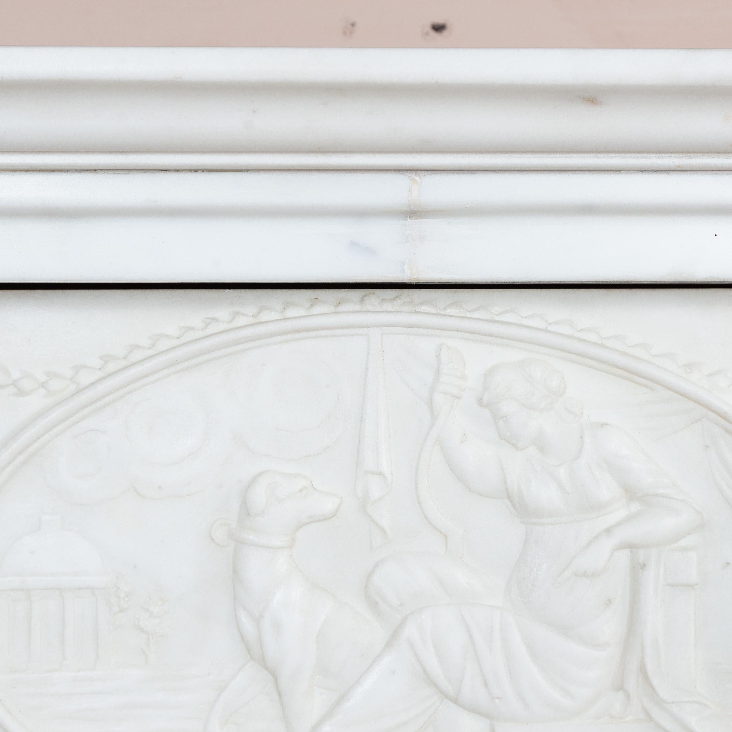 George III Inlaid Statuary Marble Fireplace For Sale 10