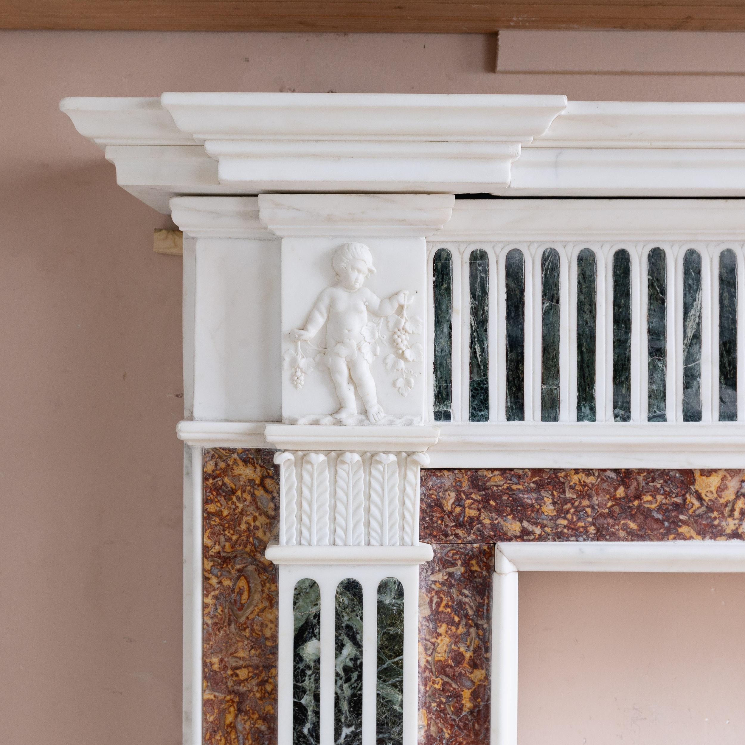 George III Inlaid Statuary Marble Fireplace In Good Condition For Sale In London, GB