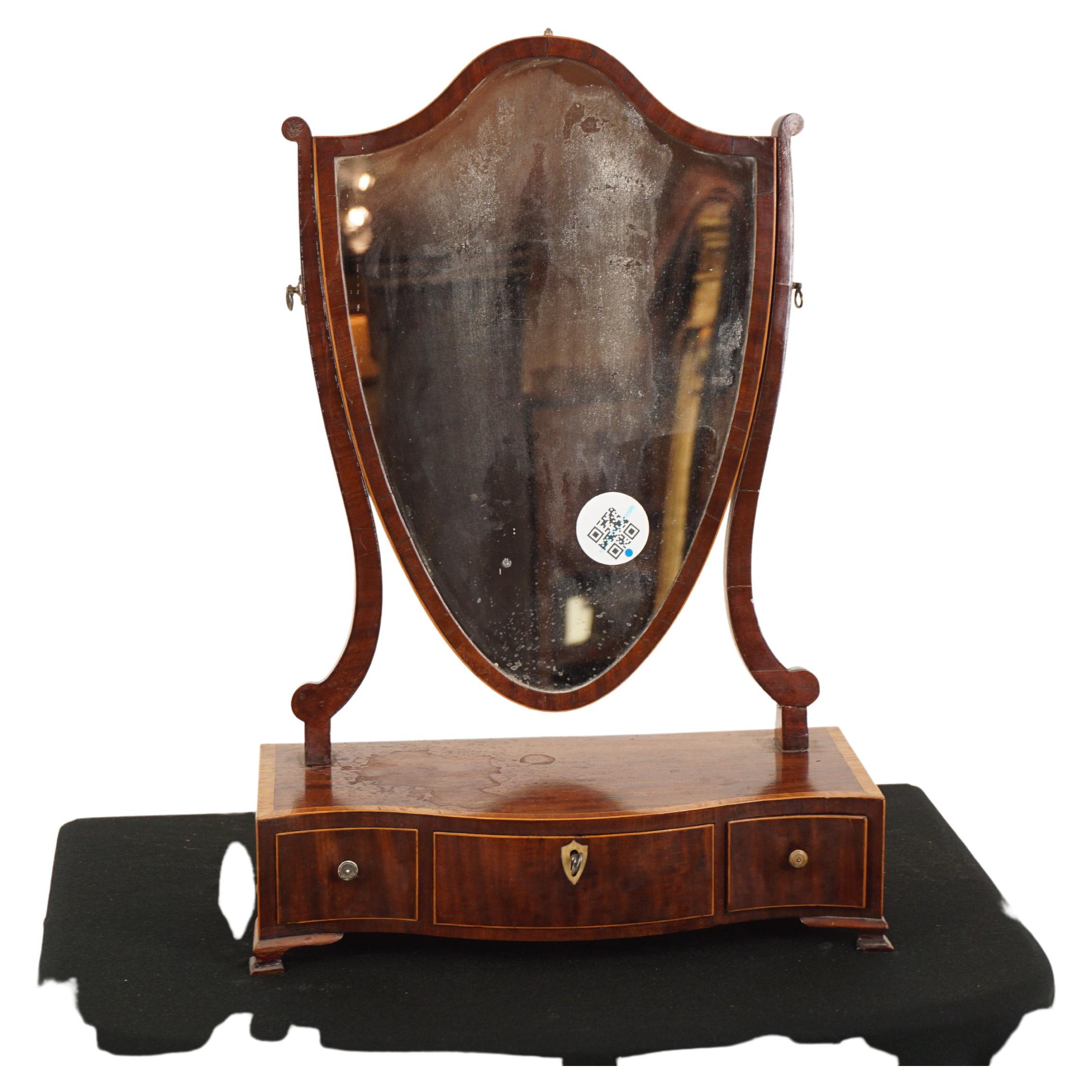 George III Inlaid Walnut Dressing Mirror, Toilet, Mirror, Scotland 1810, H032