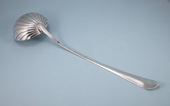 George III Irish Bright Cut Sterling Silver Soup Ladle, Dublin, 1785
