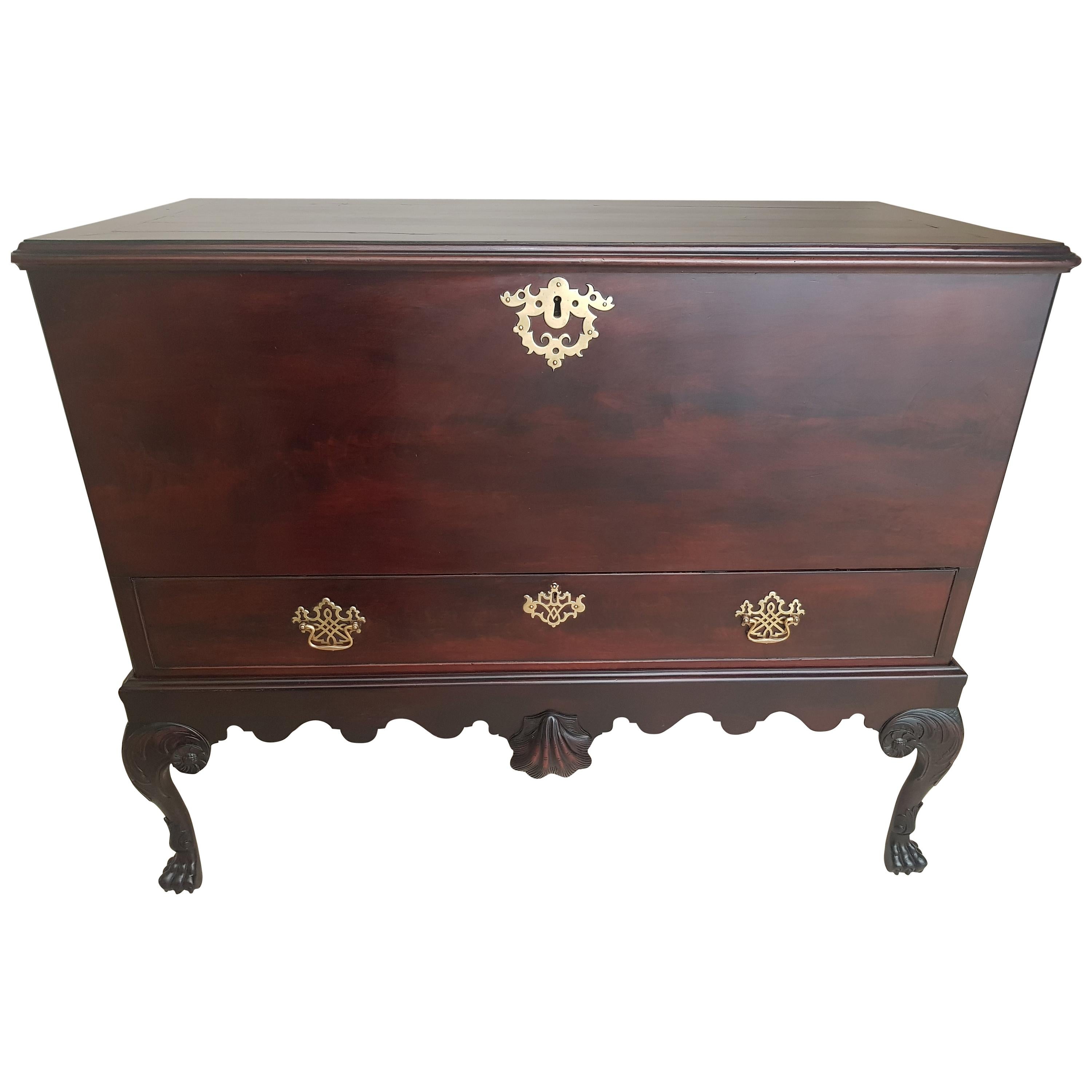 George III Irish Chippendale Mahogany Blanket Chest For Sale
