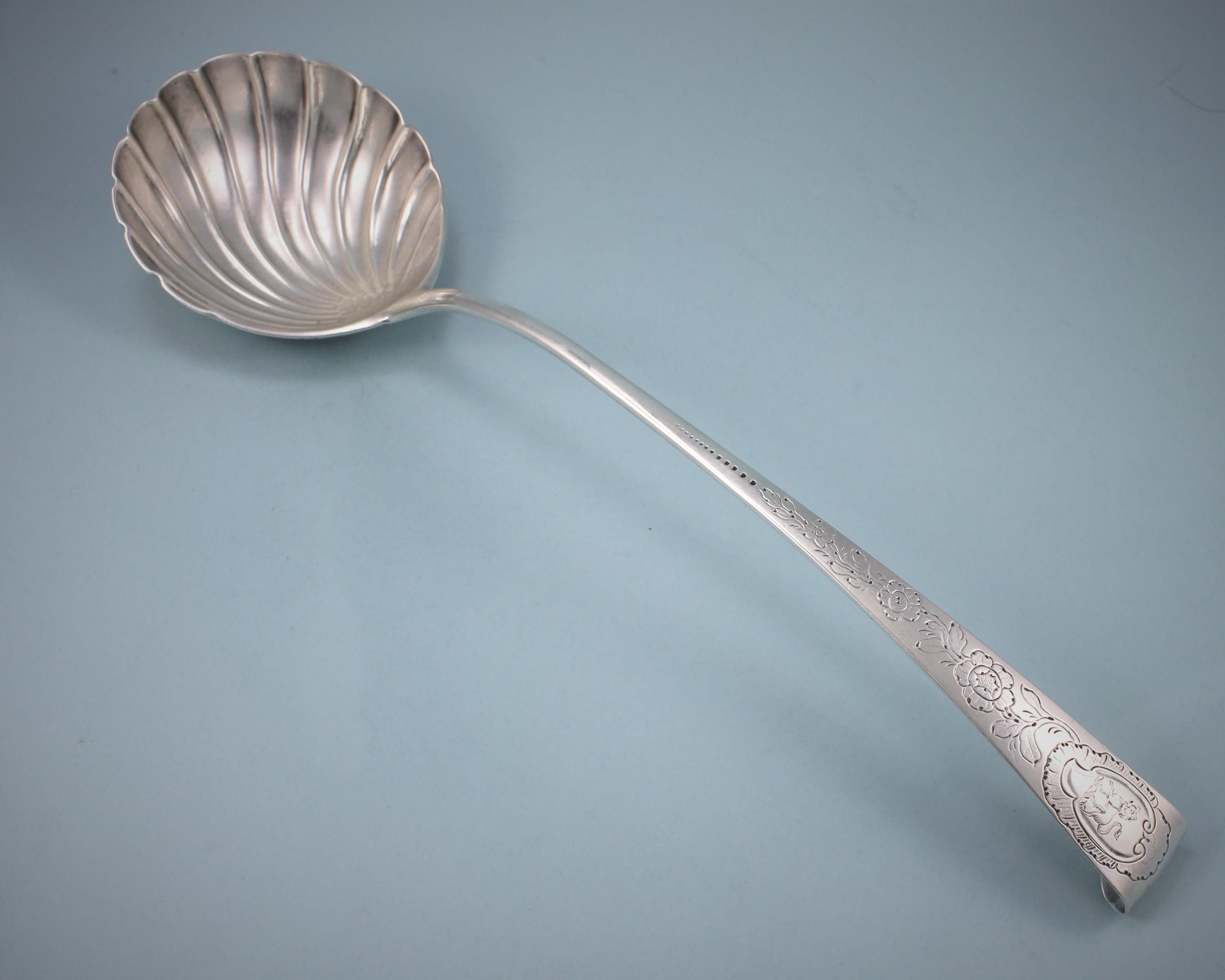 George III Irish Sterling Silver Hook End Soup Ladle by John Loughlin For Sale 2