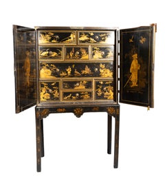 George III Japanned Cabinet On Stand