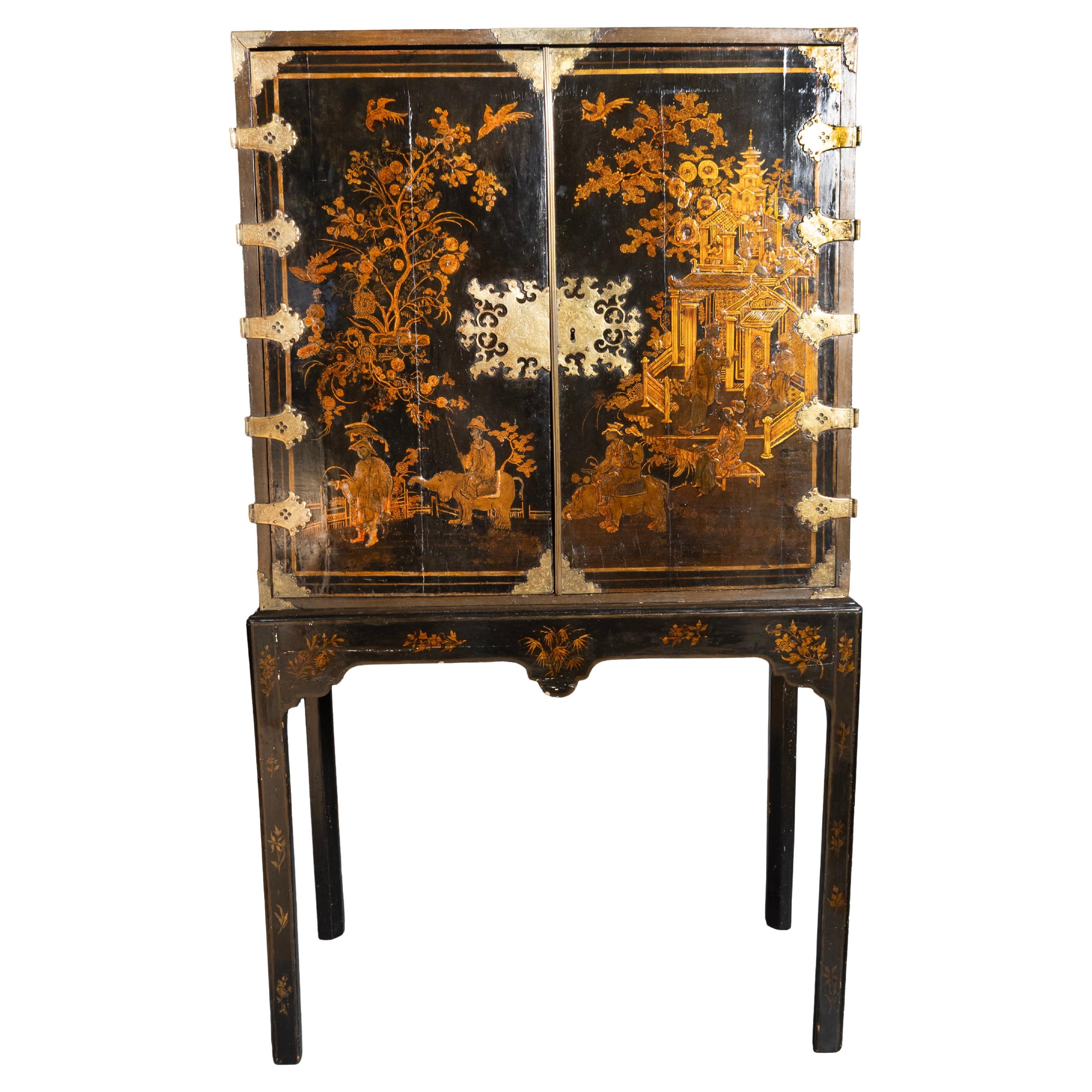 George III Japanned Cabinet On Stand