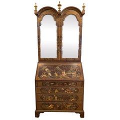 George III Japanned Slant Lid Bureau Bookcase