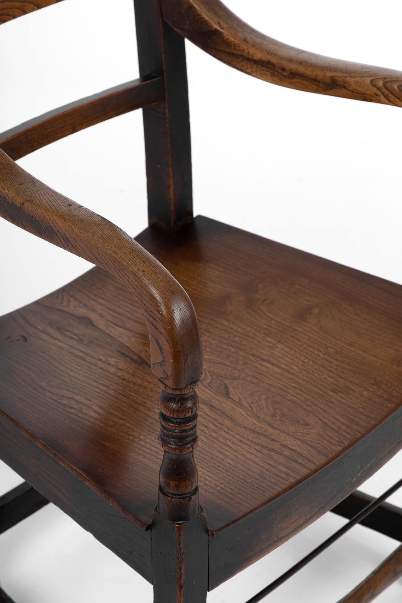 George III Ladder Back Elbow Chair in Oak, circa 1800 1