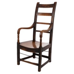 George III Ladder Back Elbow Chair in Oak, circa 1800