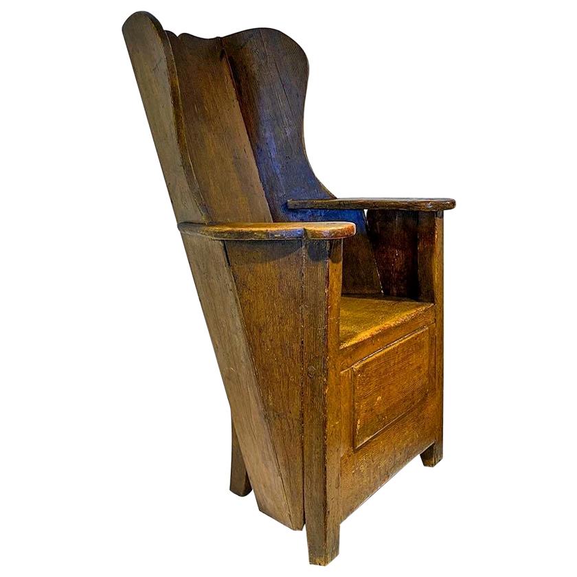 George III Lambing Chair, Original Comb Painted Finish For Sale