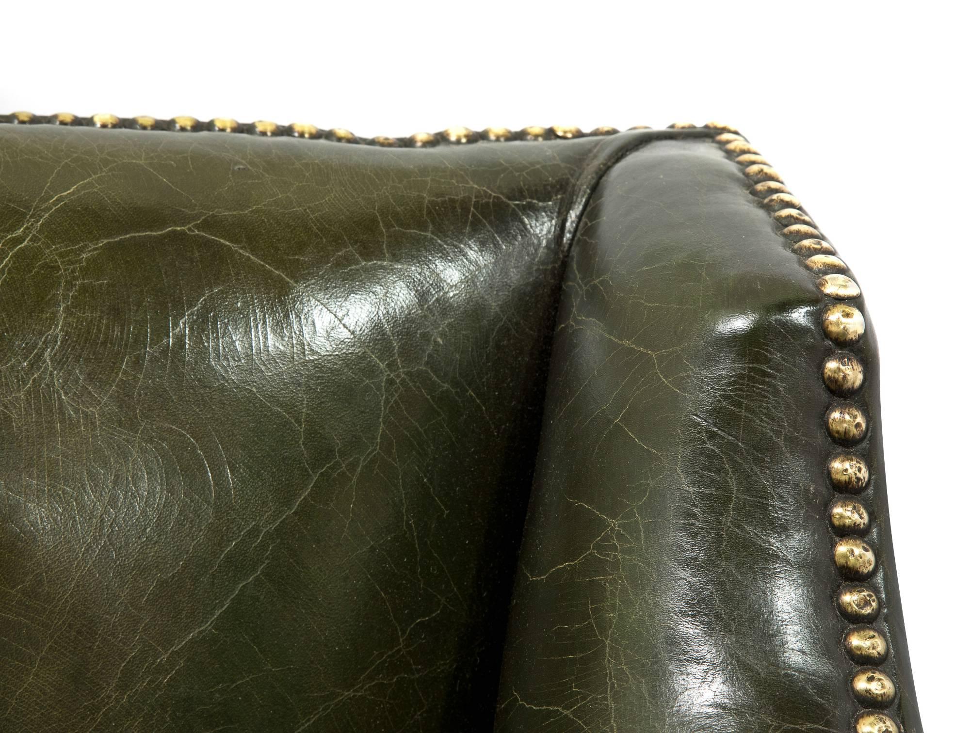 dark green leather couch